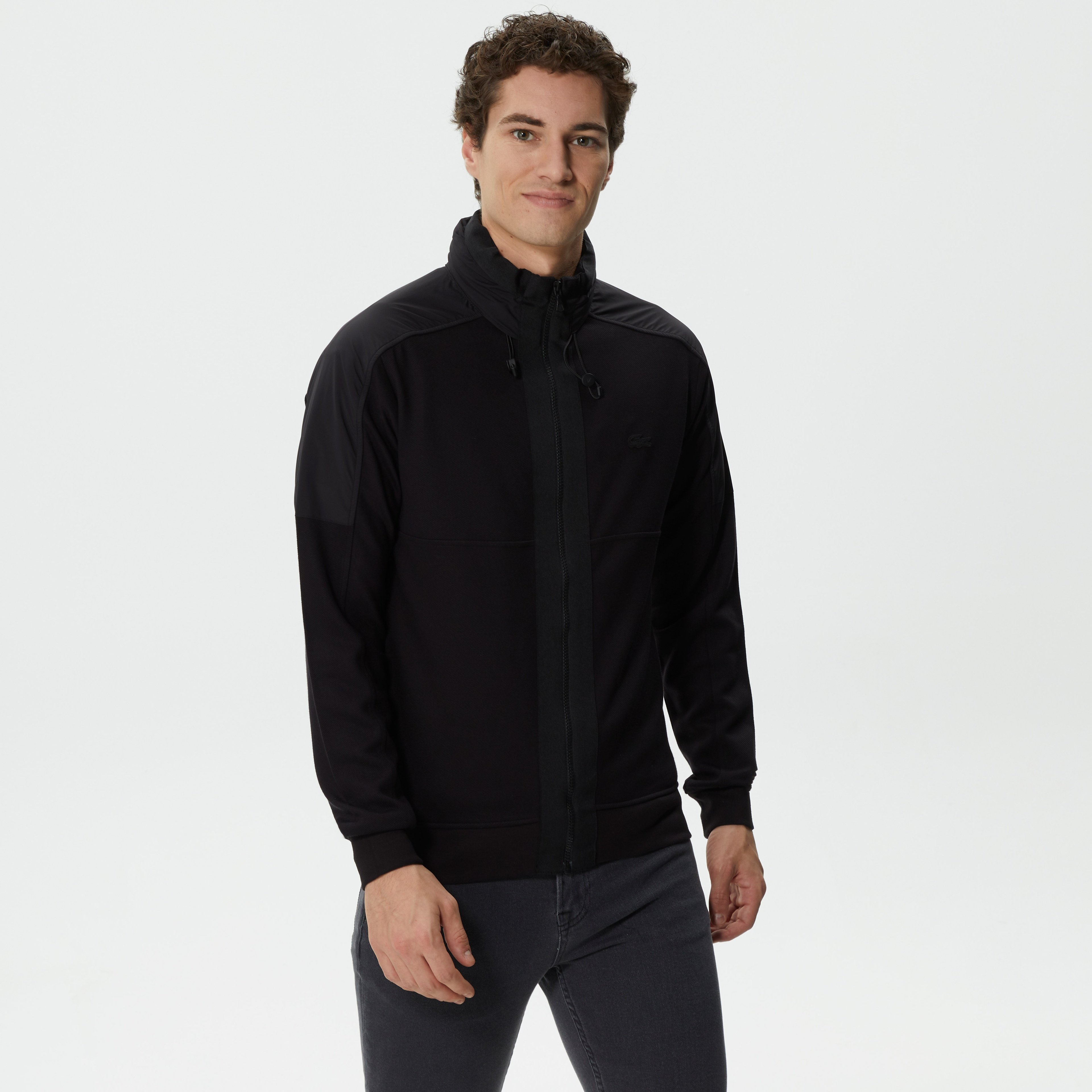 Erkek Regular Fit Fermuarlı Siyah Sweatshirt