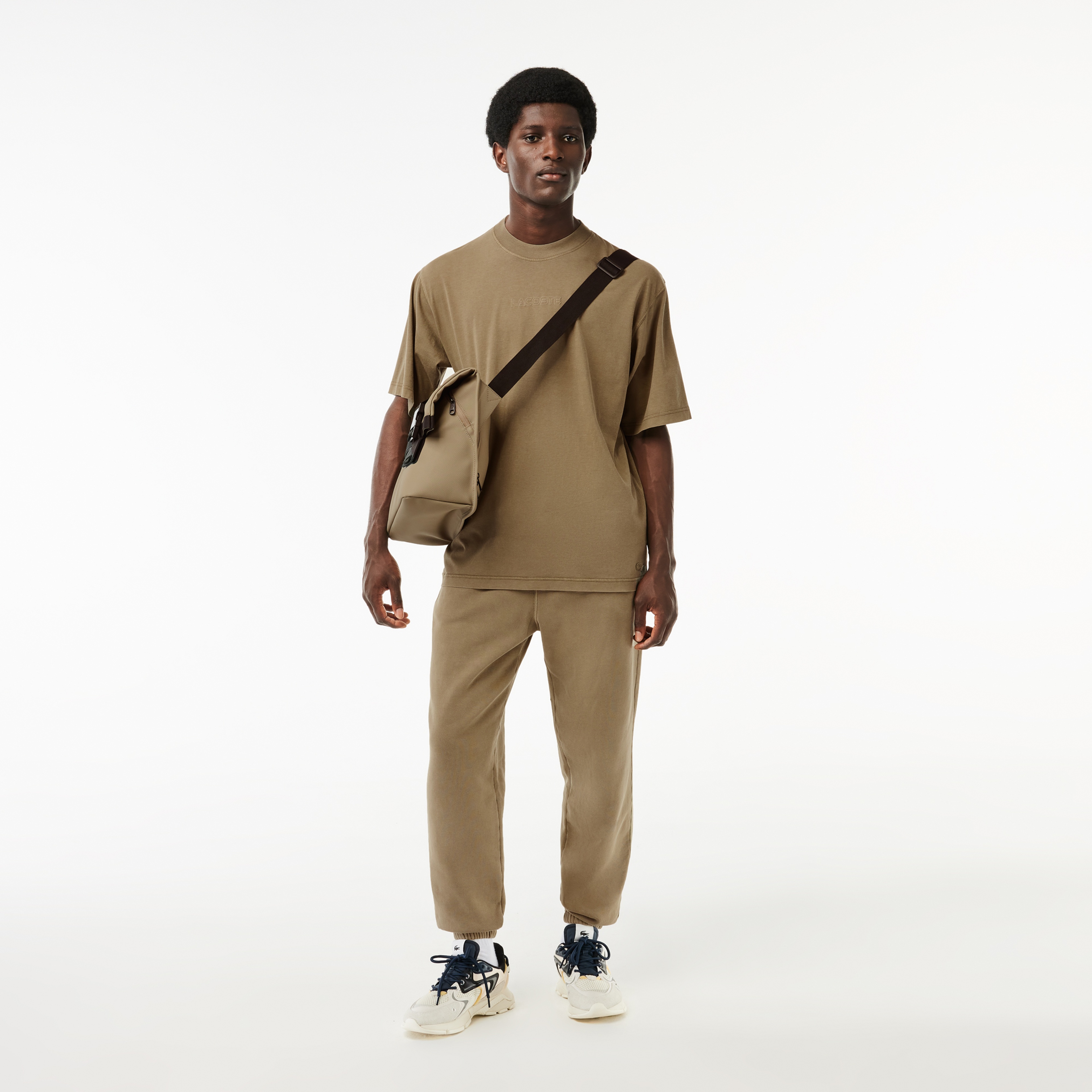 Neo Heritage Unisex Loose Fit Bisiklet Yaka Baskılı Haki T-Shirt