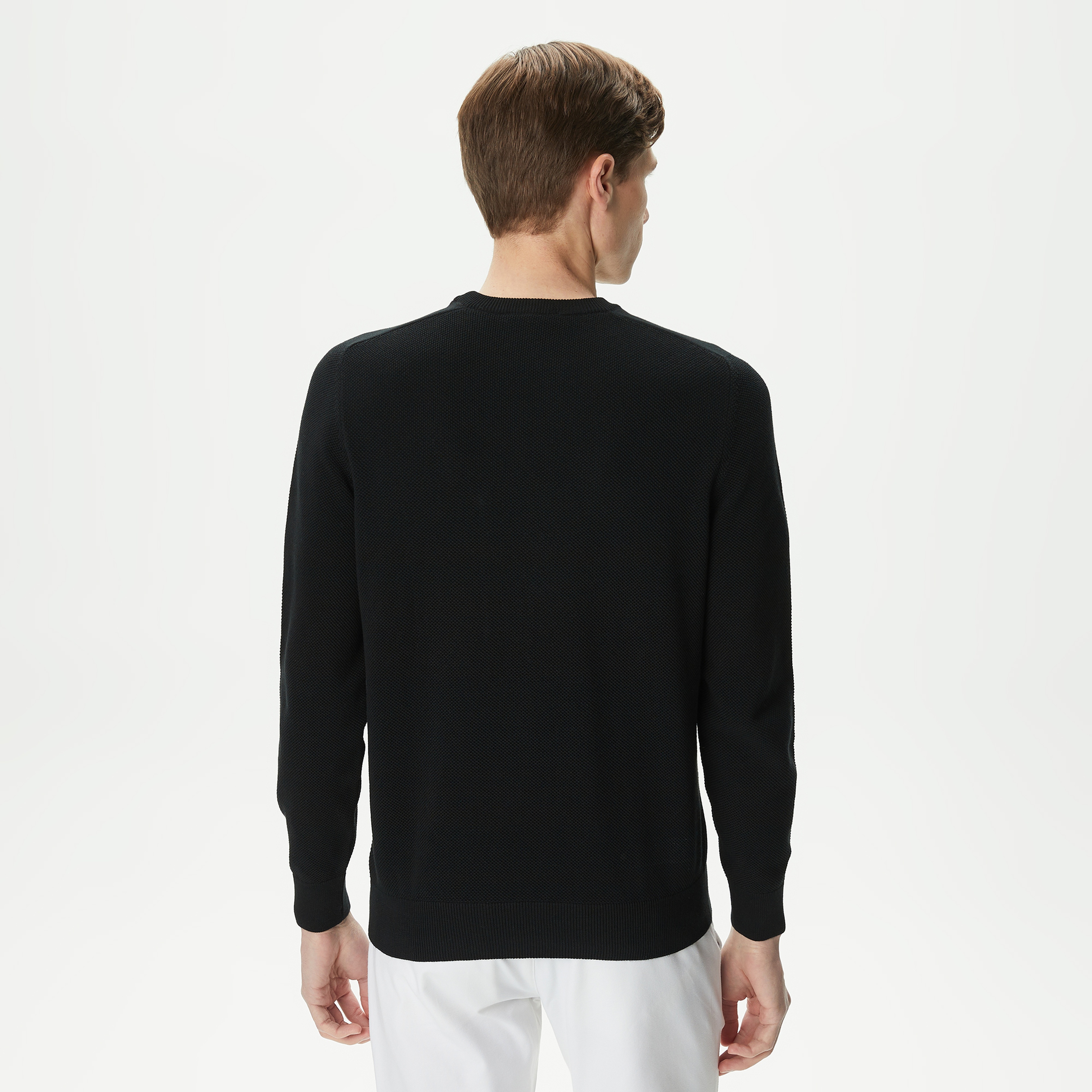 Erkek Regular Fit Bisiklet Yaka Siyah Triko