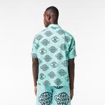 Erkek Relaxed Fit Kısa Kollu Desenli Yeşil Gömlek