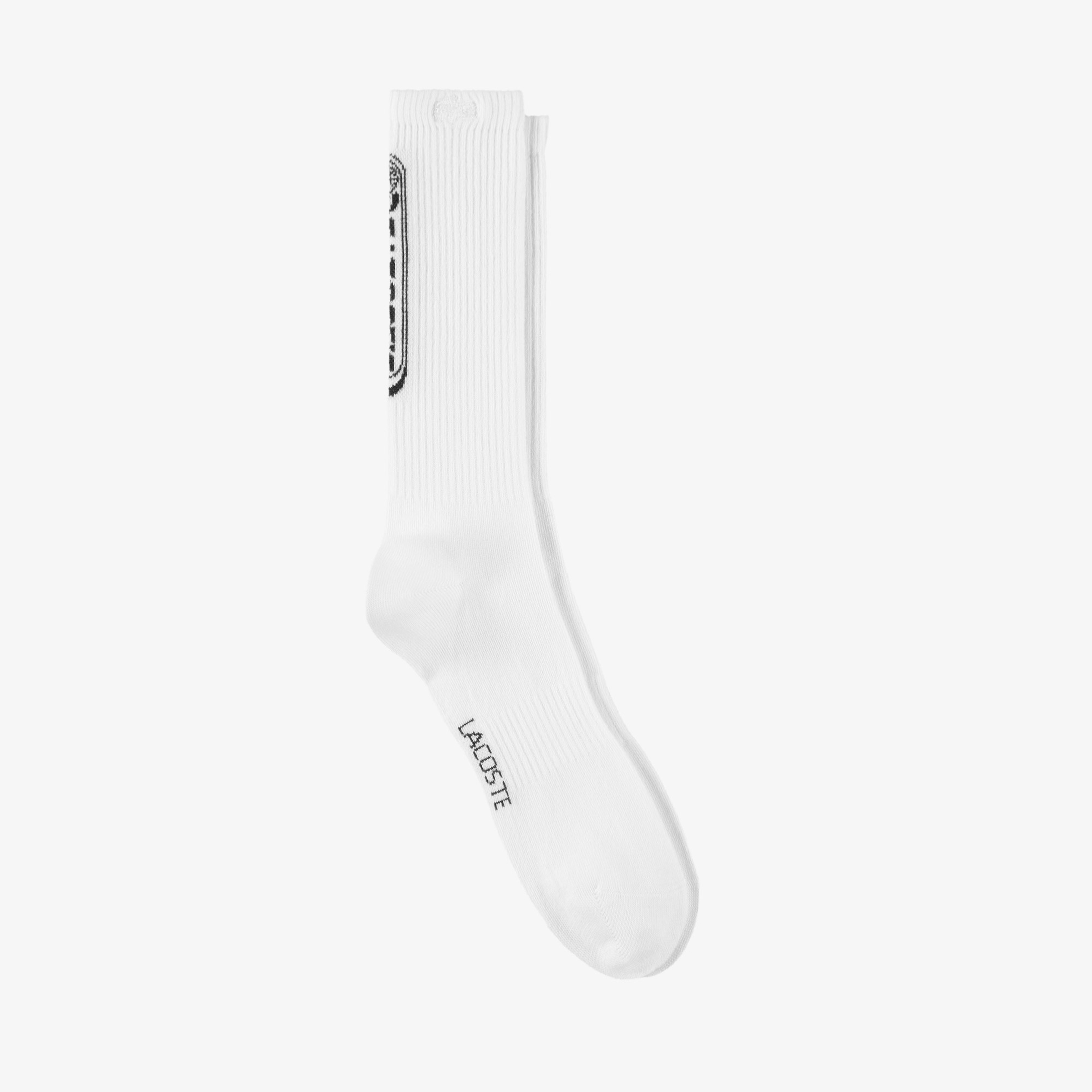 Erkek Baskılı Beyaz Çorap