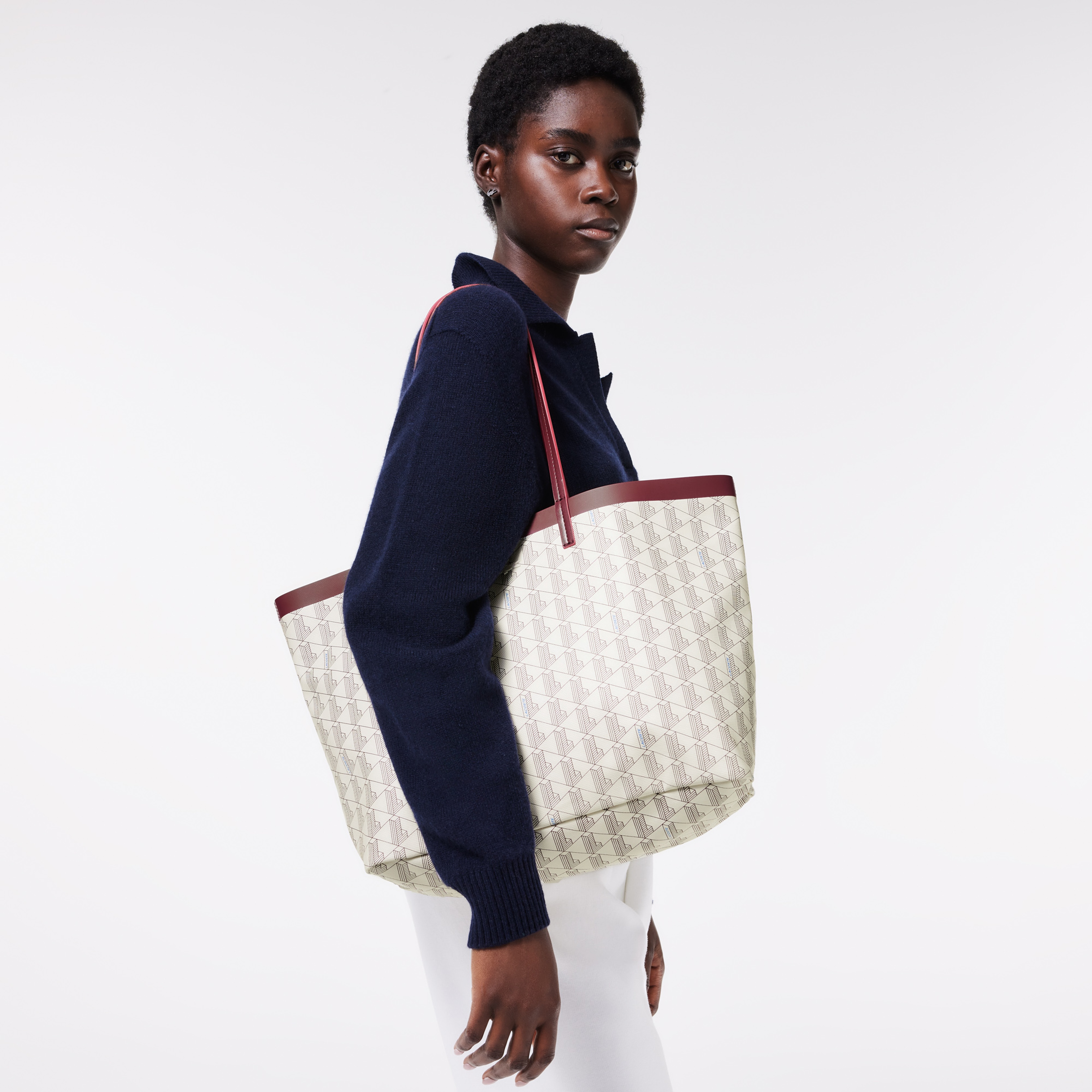 Kadın Monogram Krem Omuz Çantası