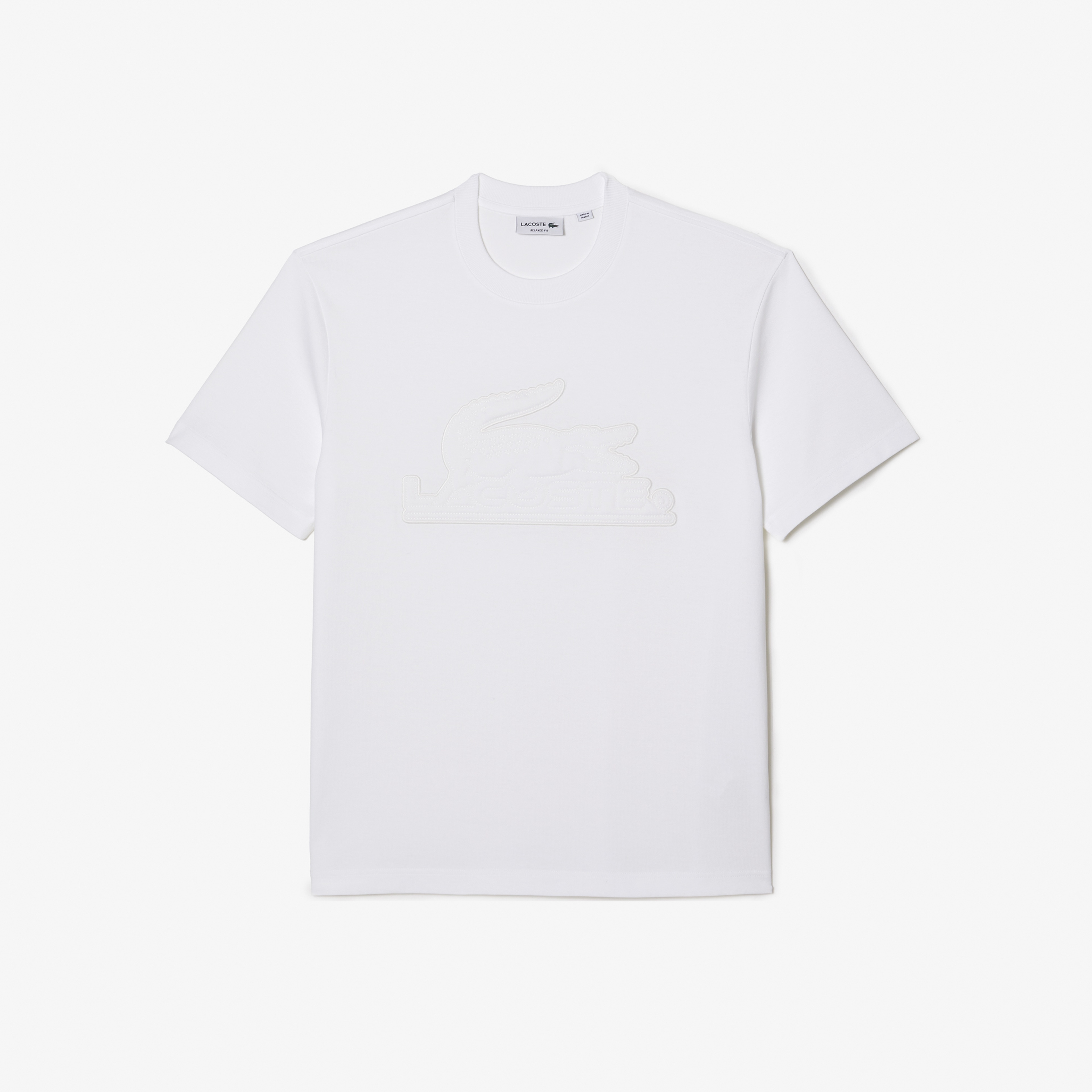 Erkek Relaxed Fit Bisiklet Yaka Baskılı Beyaz T-Shirt