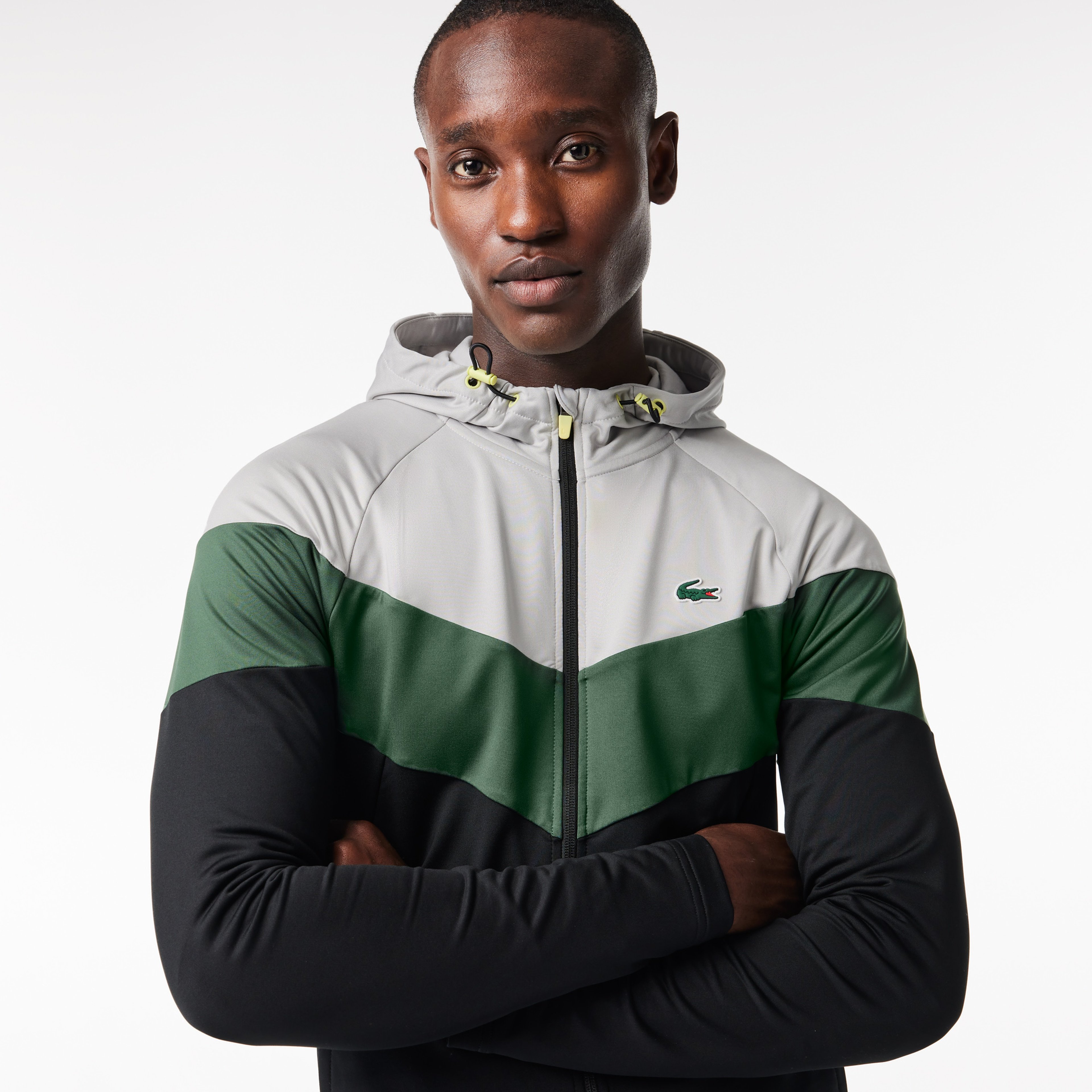 Active Erkek Kapüşonlu Renk Bloklu Siyah Sweatshirt