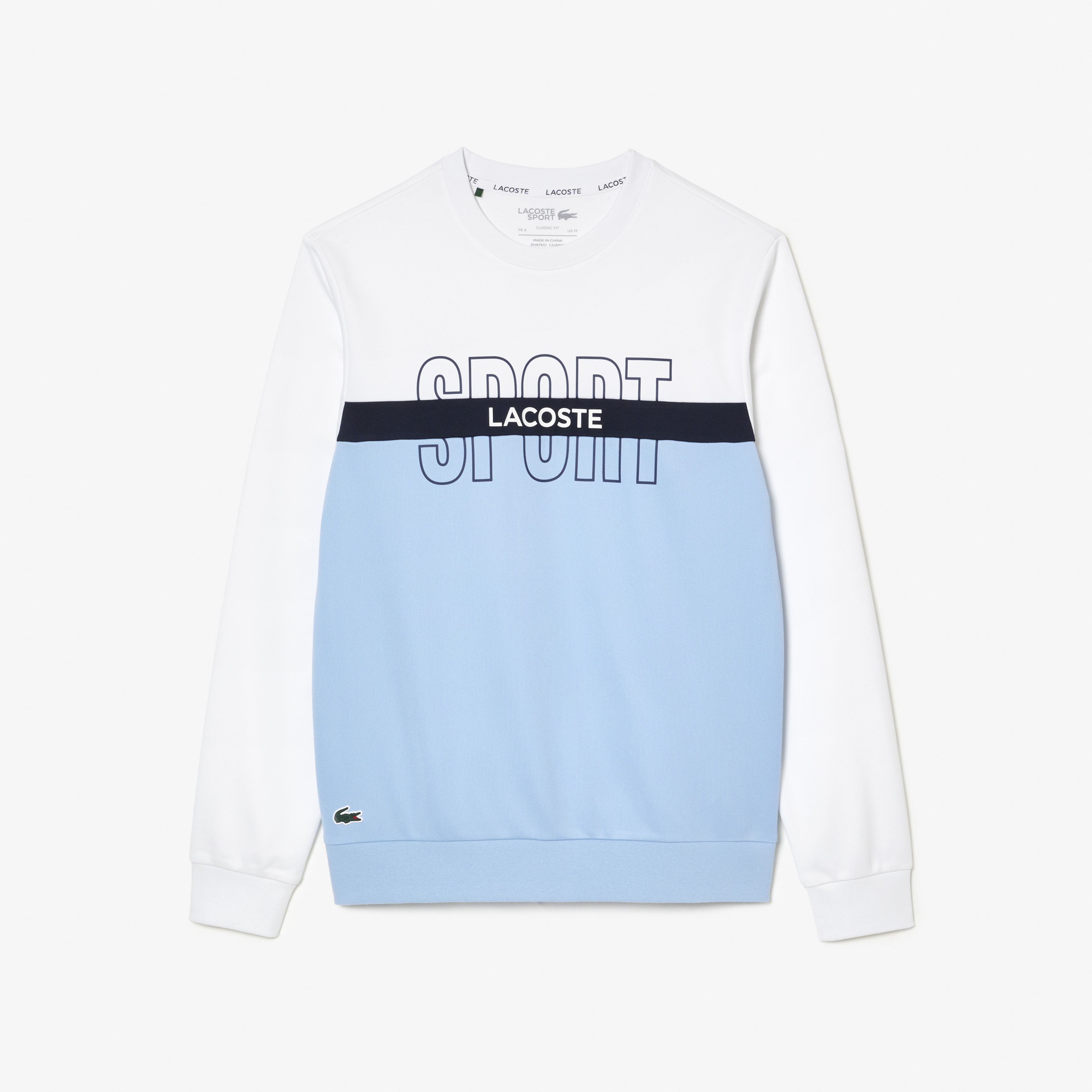 SPORT Erkek Classic Fit Bisiklet Yaka Baskılı Beyaz Sweatshirt