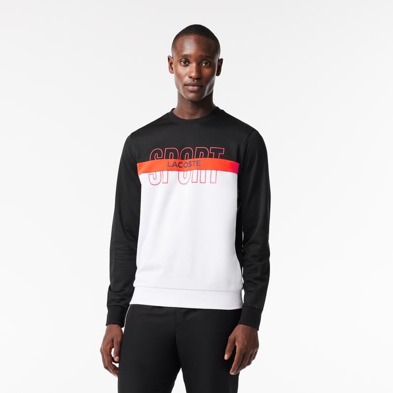 SPORT Erkek Classic Fit Bisiklet Yaka Baskılı Siyah Sweatshirt