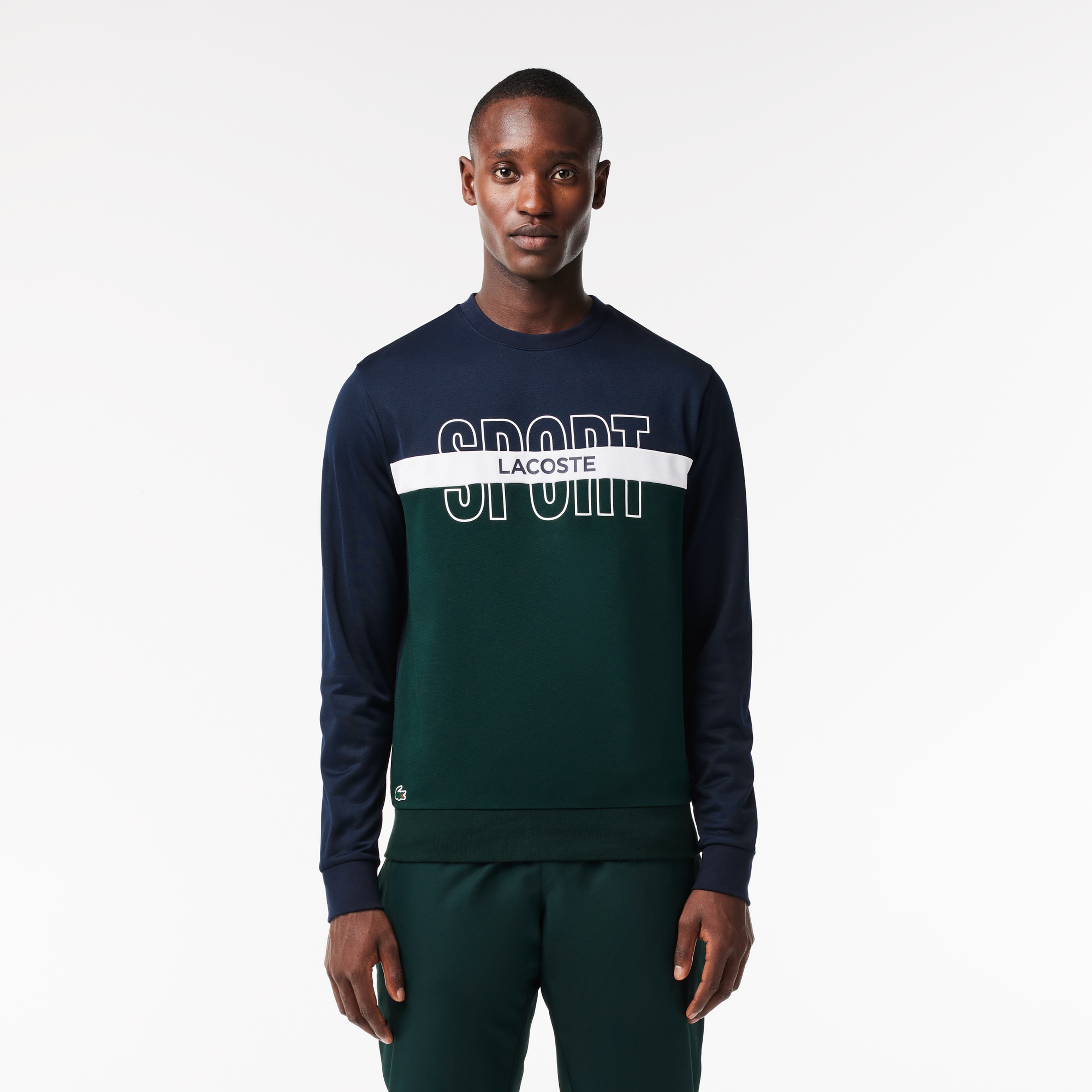 SPORT Erkek Classic Fit Bisiklet Yaka Baskılı Lacivert Sweatshirt