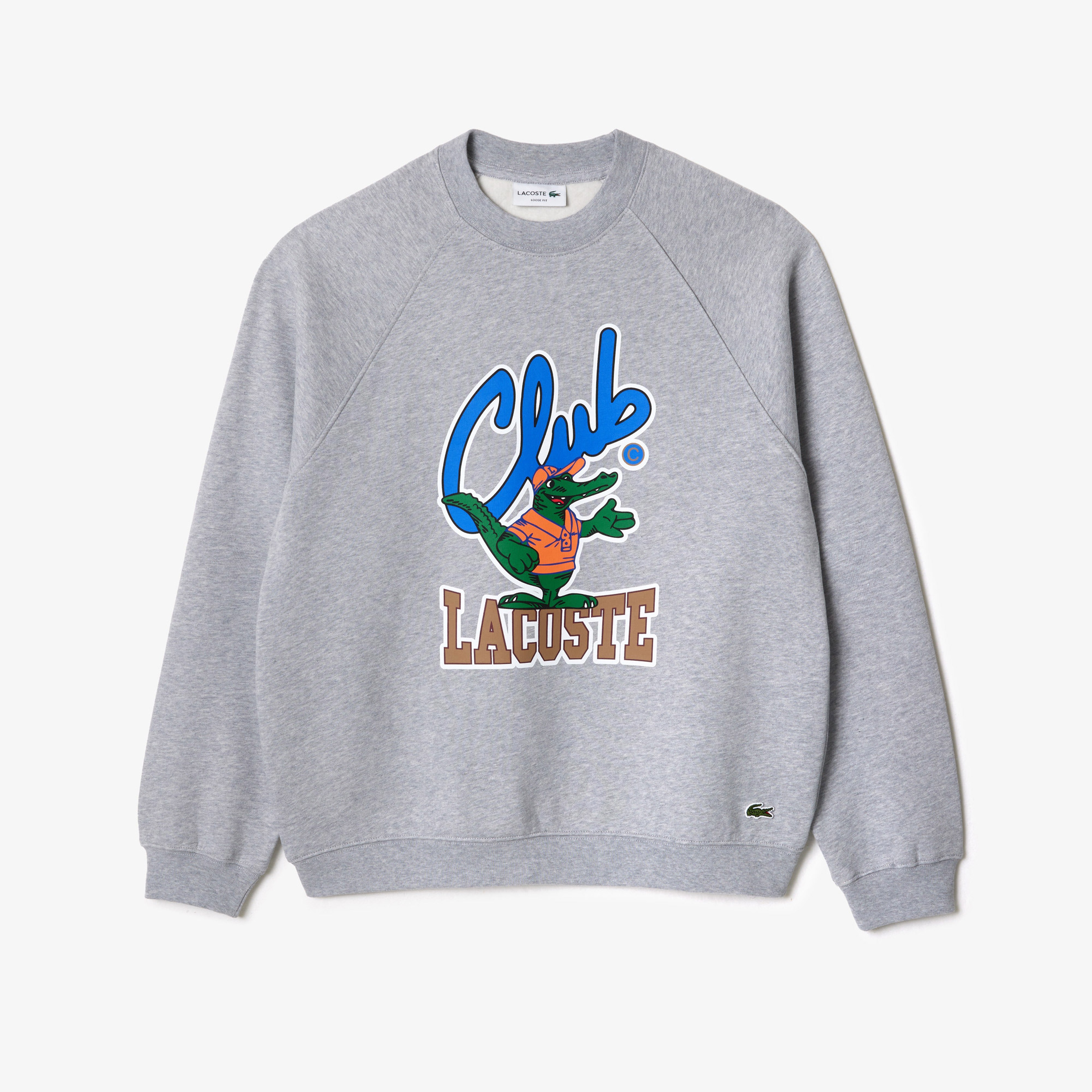 Unisex Loose Fit Bisiklet Yaka Baskılı Gri Sweatshirt