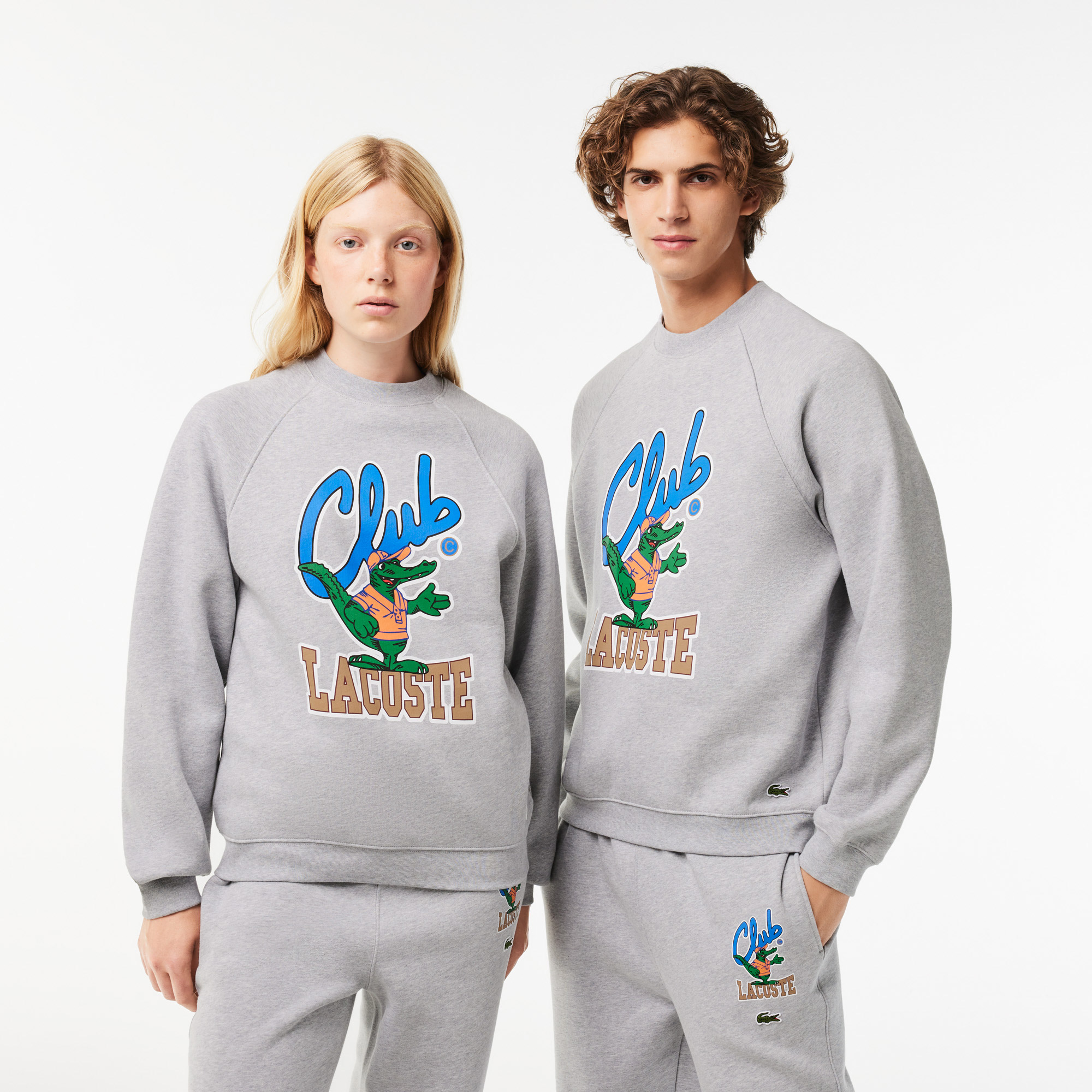 Unisex Loose Fit Bisiklet Yaka Baskılı Gri SweatshirtXSSH1536