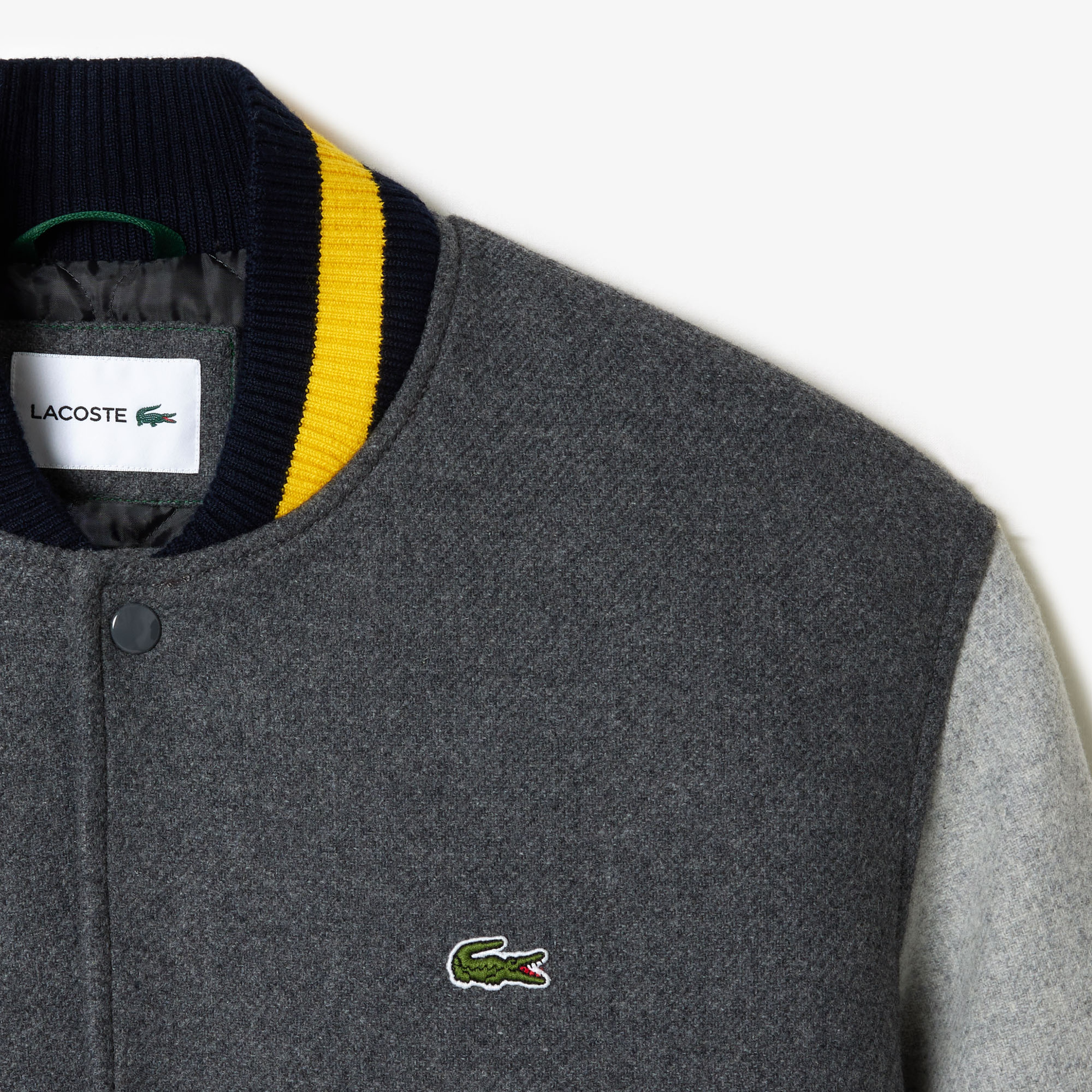 Erkek Hakim Yaka Renk Bloklu Gri Mont