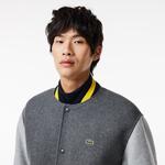 Erkek Hakim Yaka Renk Bloklu Gri Mont