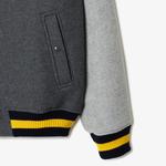 Erkek Hakim Yaka Renk Bloklu Gri Mont