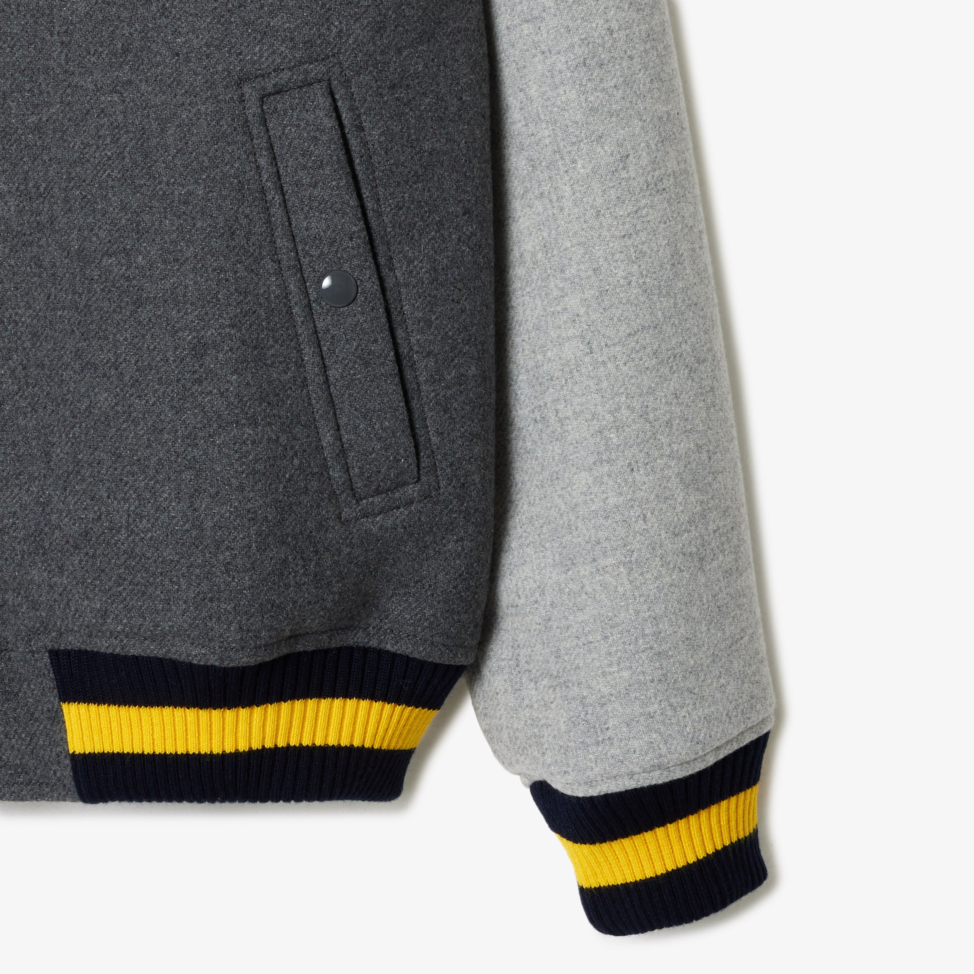 Erkek Hakim Yaka Renk Bloklu Gri Mont