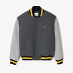 Erkek Hakim Yaka Renk Bloklu Gri Mont