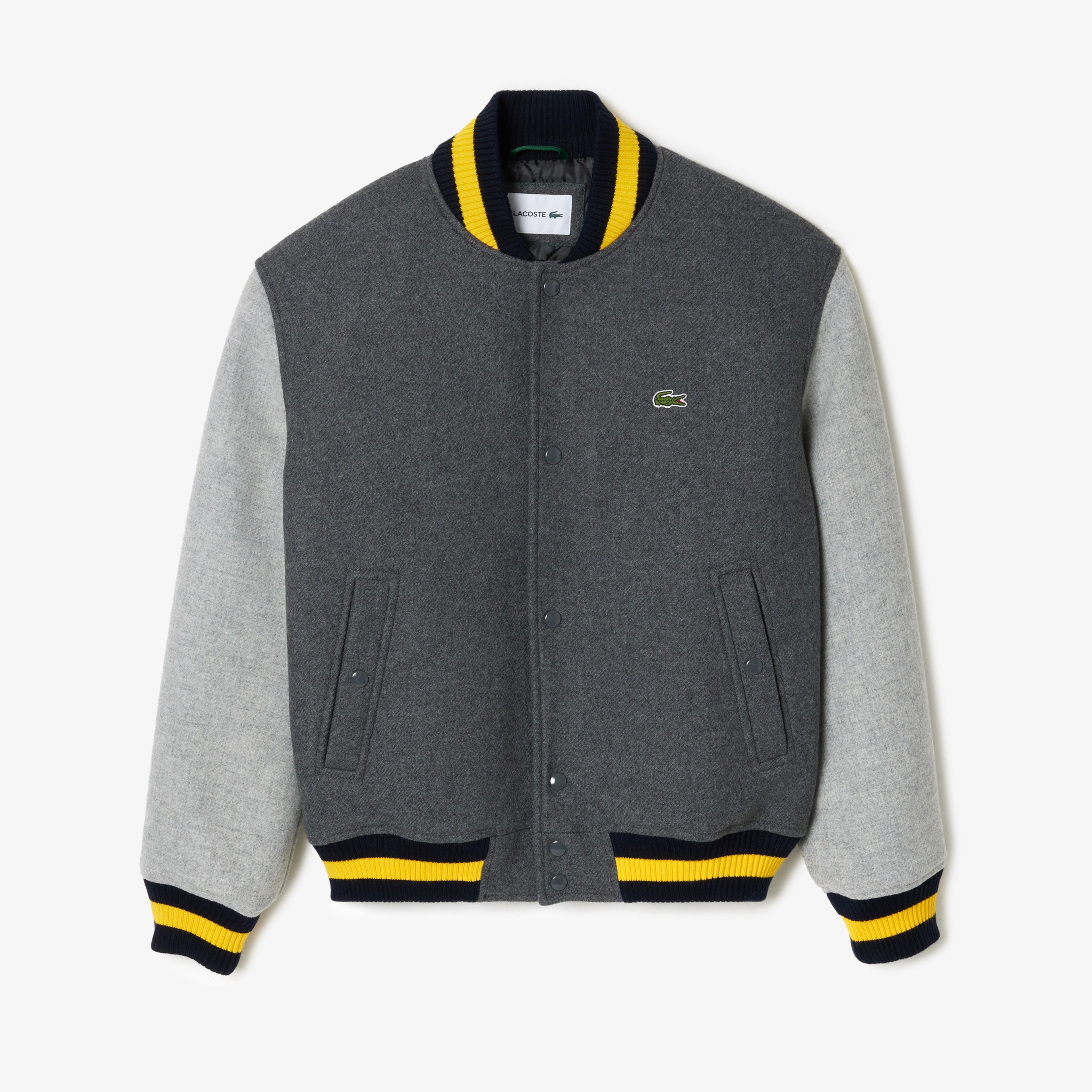 Erkek Hakim Yaka Renk Bloklu Gri Mont