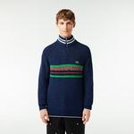 Erkek Classic Fit Uzun Kollu Çizgili Lacivert Triko