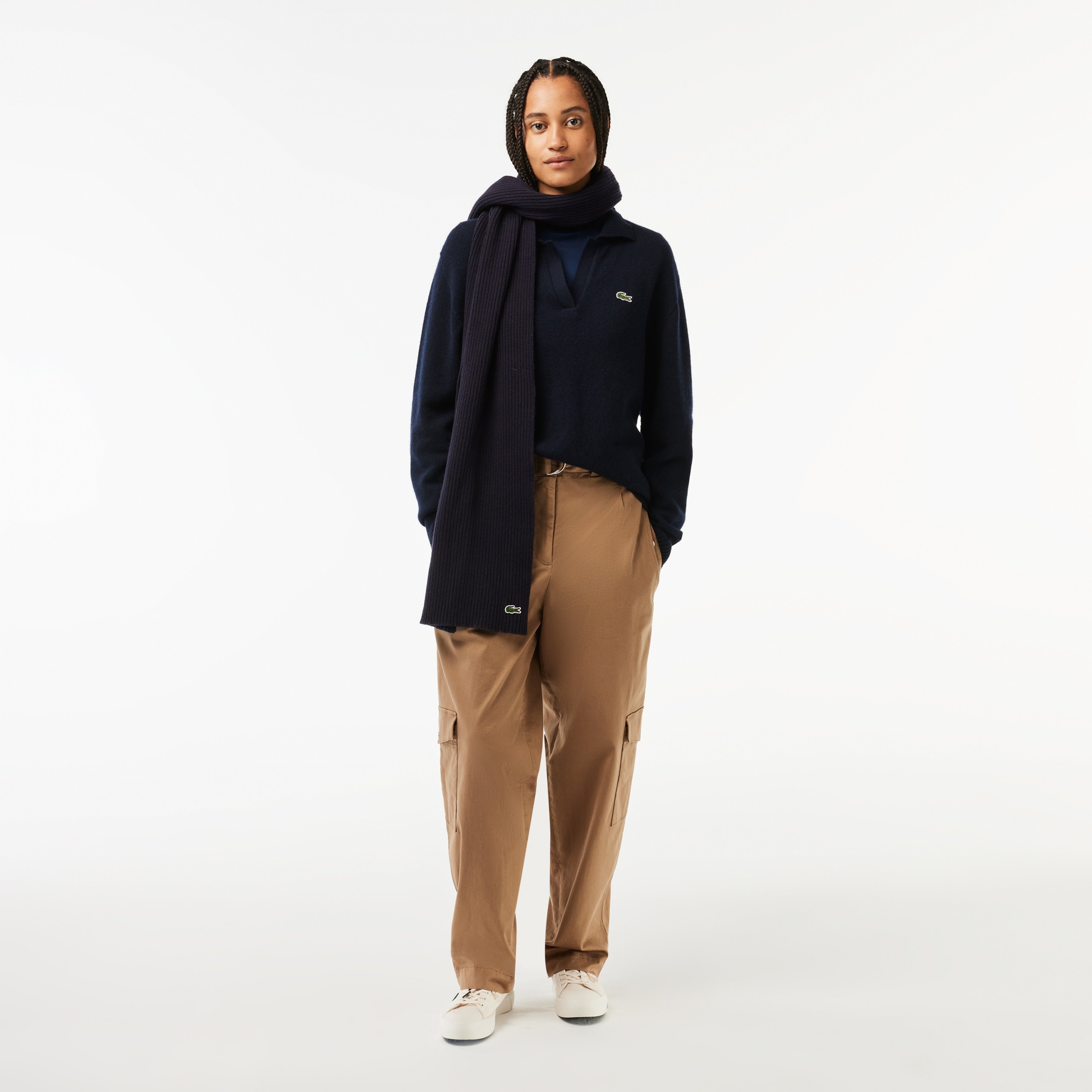 Kaşmir Kadın Polo Yaka Kaşmir Lacivert Kazak