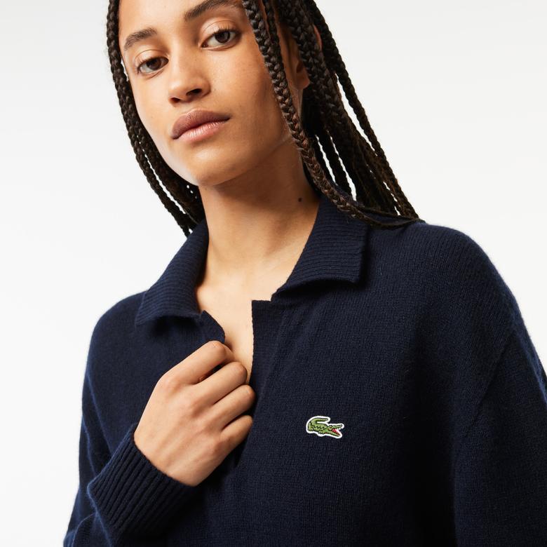 Kaşmir Kadın Polo Yaka Kaşmir Lacivert Kazak