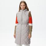 Kadın Kapüşonlu Kapitone Beyaz Yelek