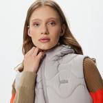 Kadın Kapüşonlu Kapitone Beyaz Yelek