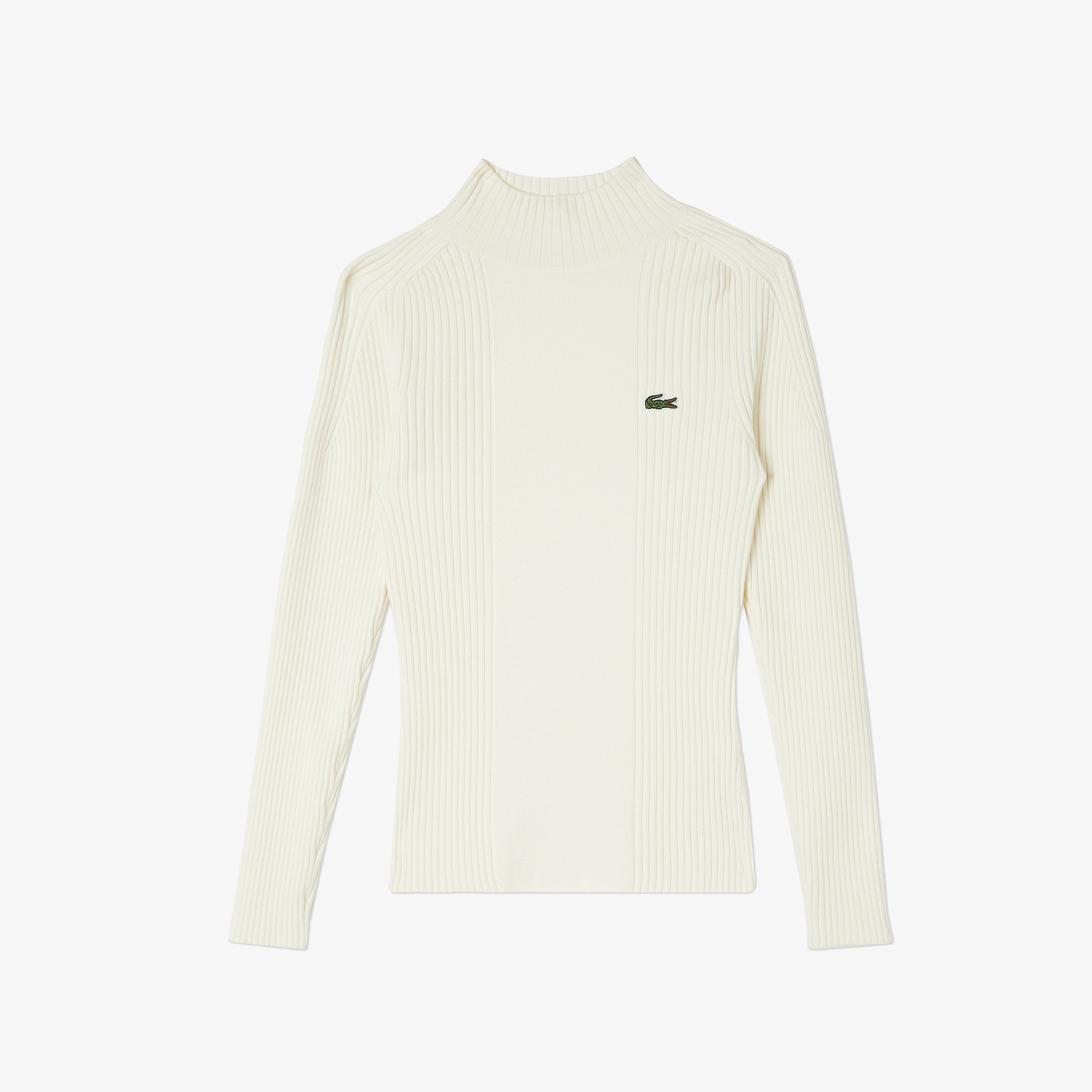 Kadın Slim Fit Dik Yaka Beyaz Kazak