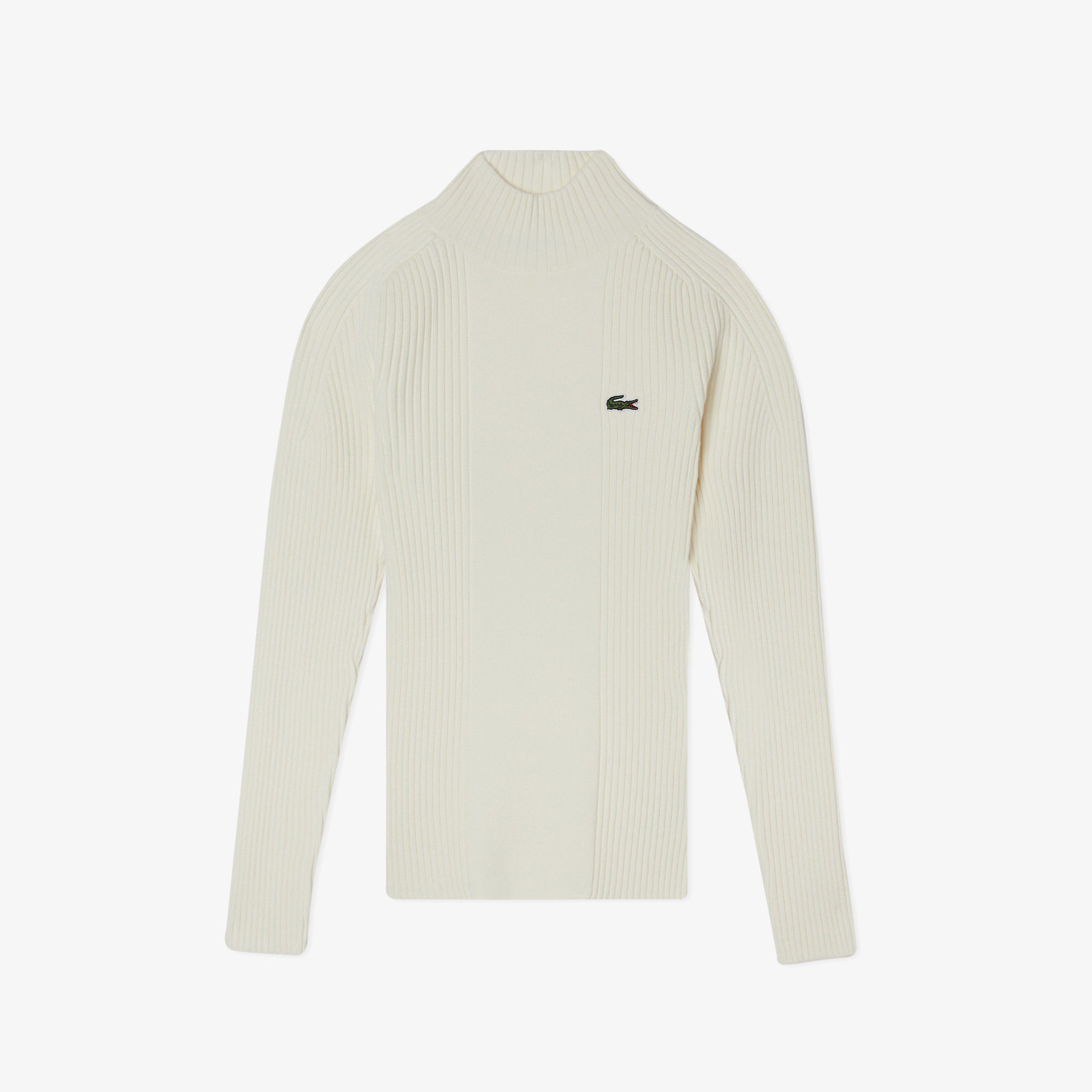 Kadın Slim Fit Dik Yaka Beyaz Kazak