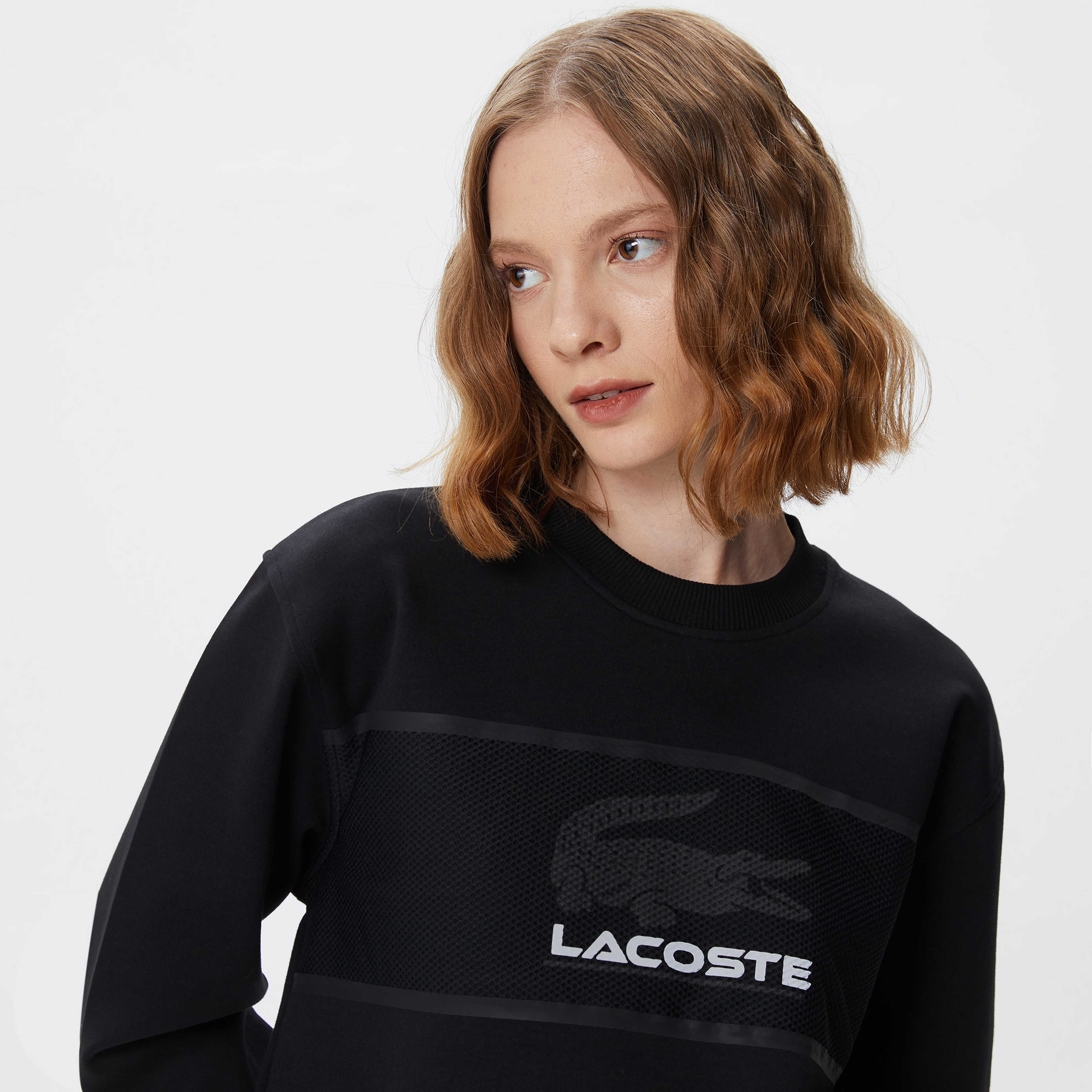 Kadın Relaxed Fit Bisiklet Yaka Baskılı Siyah Sweatshirt