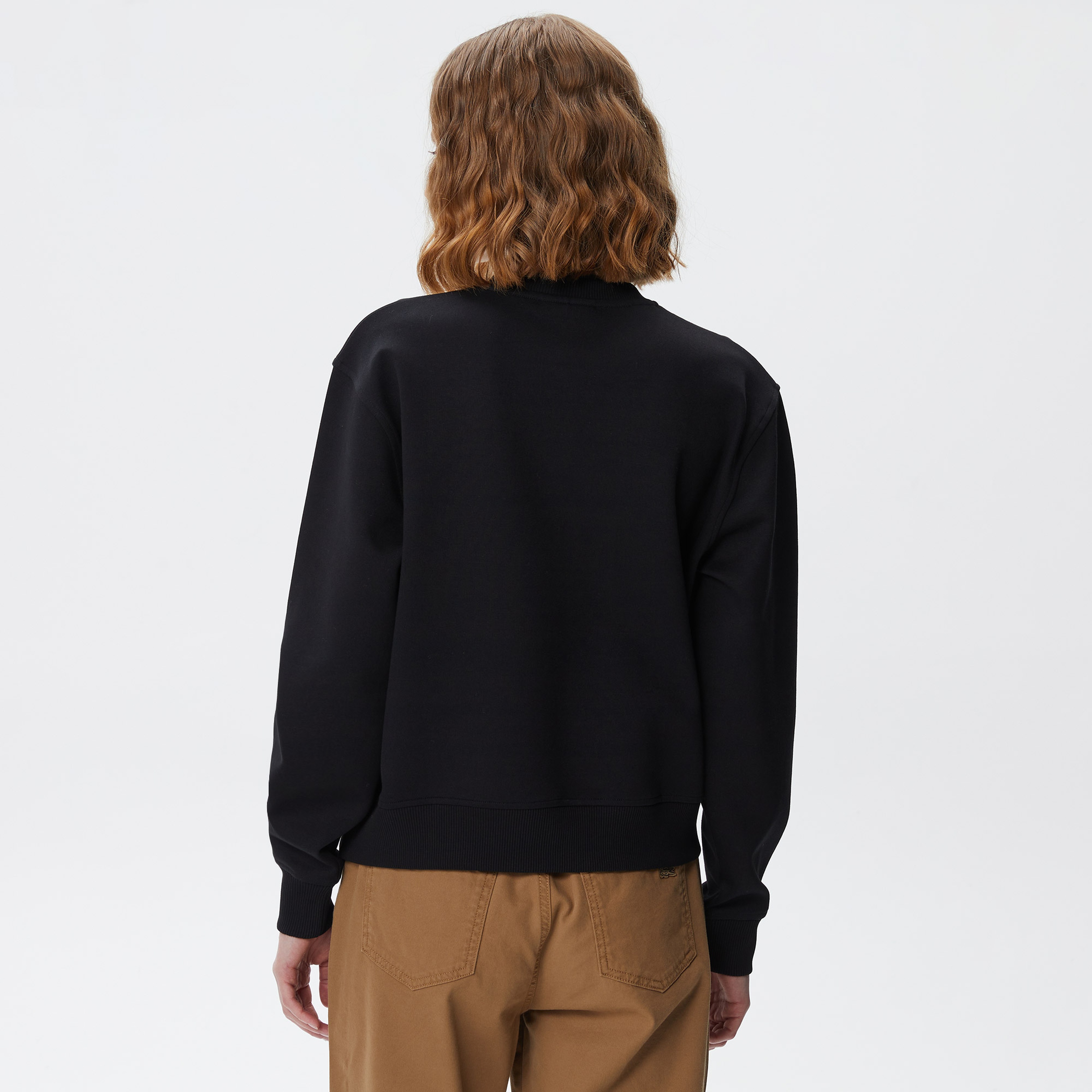 Kadın Relaxed Fit Bisiklet Yaka Baskılı Siyah Sweatshirt