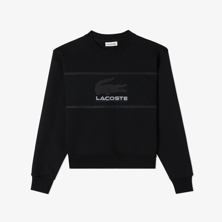 Kadın Relaxed Fit Bisiklet Yaka Baskılı Siyah Sweatshirt