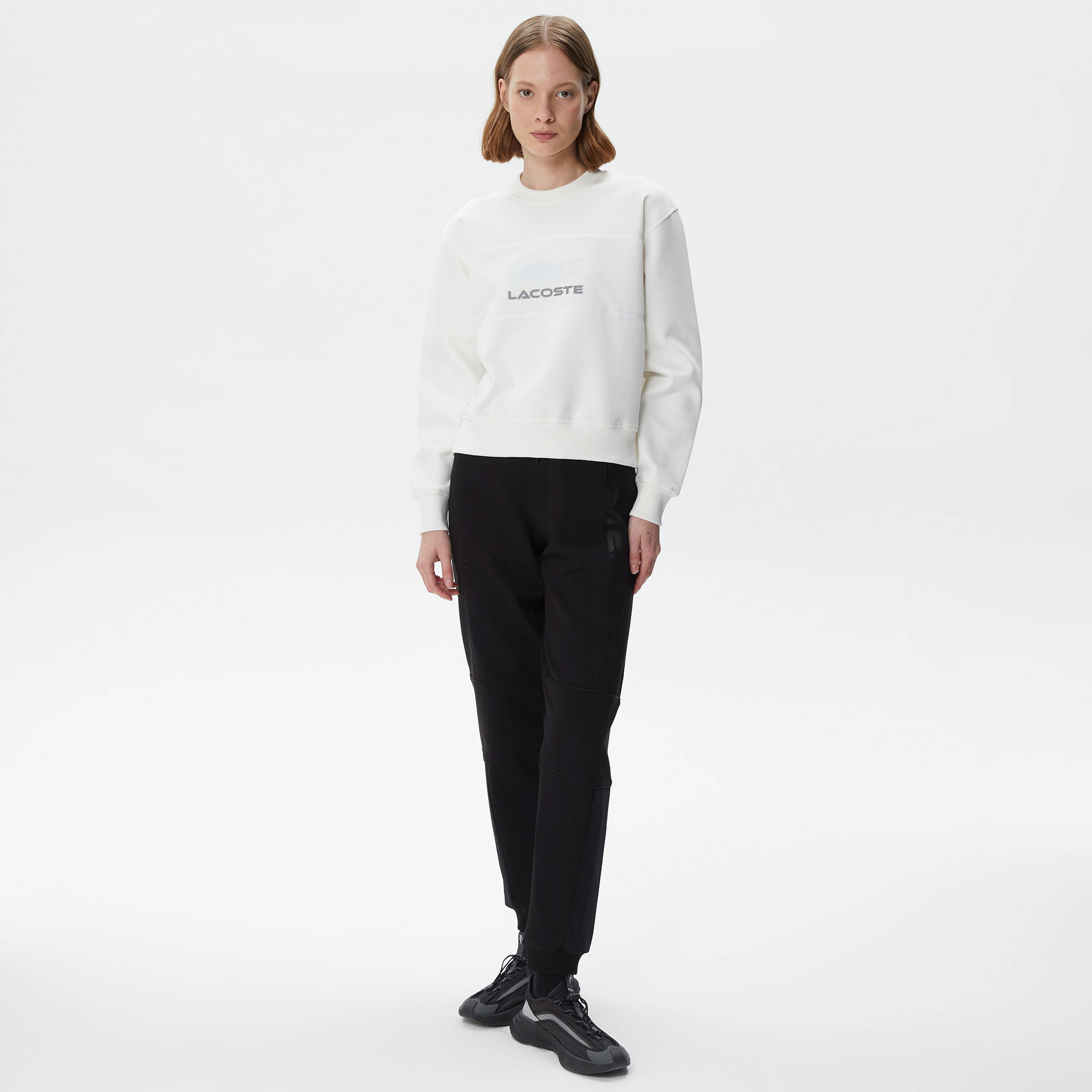 Kadın Relaxed Fit Bisiklet Yaka Baskılı Beyaz Sweatshirt