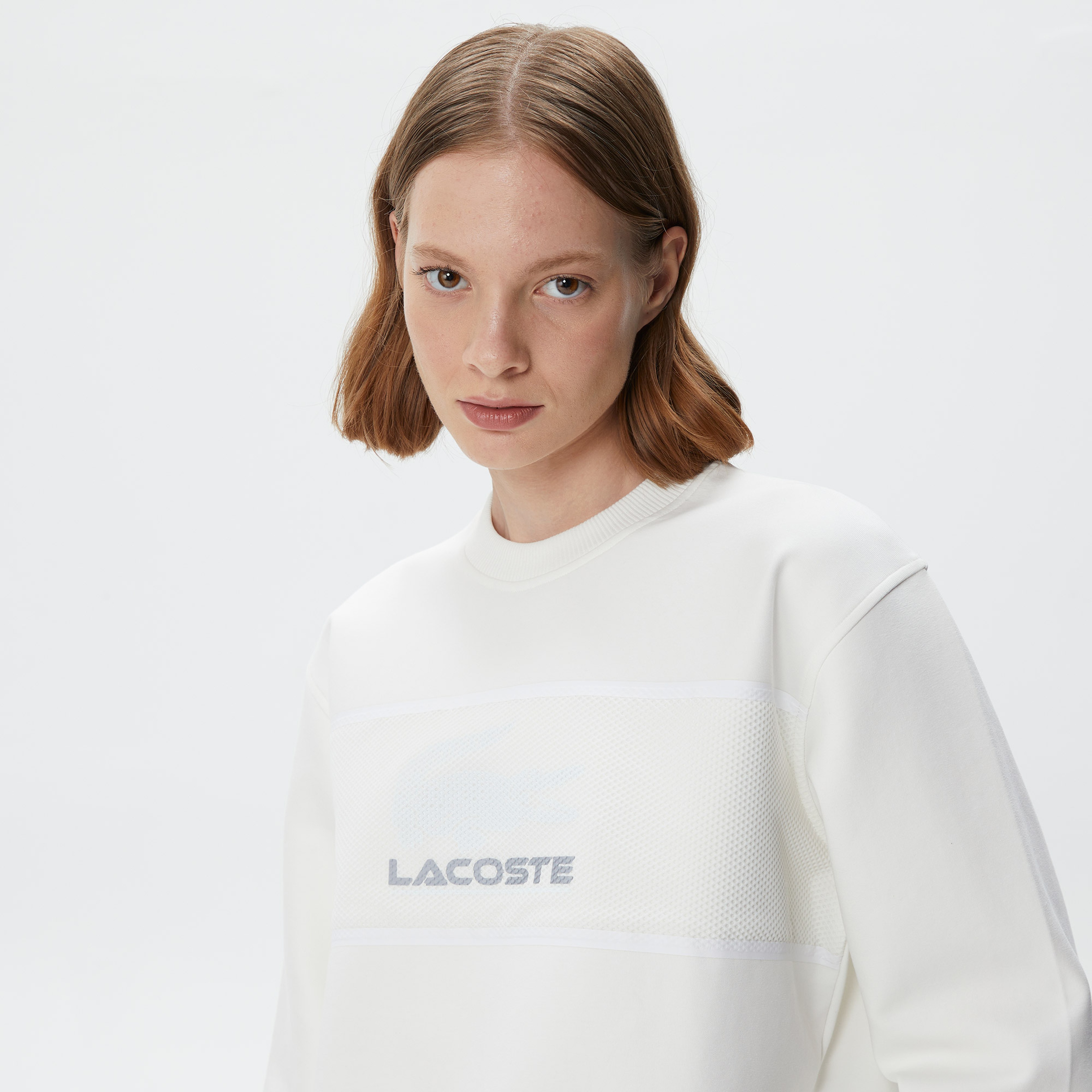 Kadın Relaxed Fit Bisiklet Yaka Baskılı Beyaz Sweatshirt