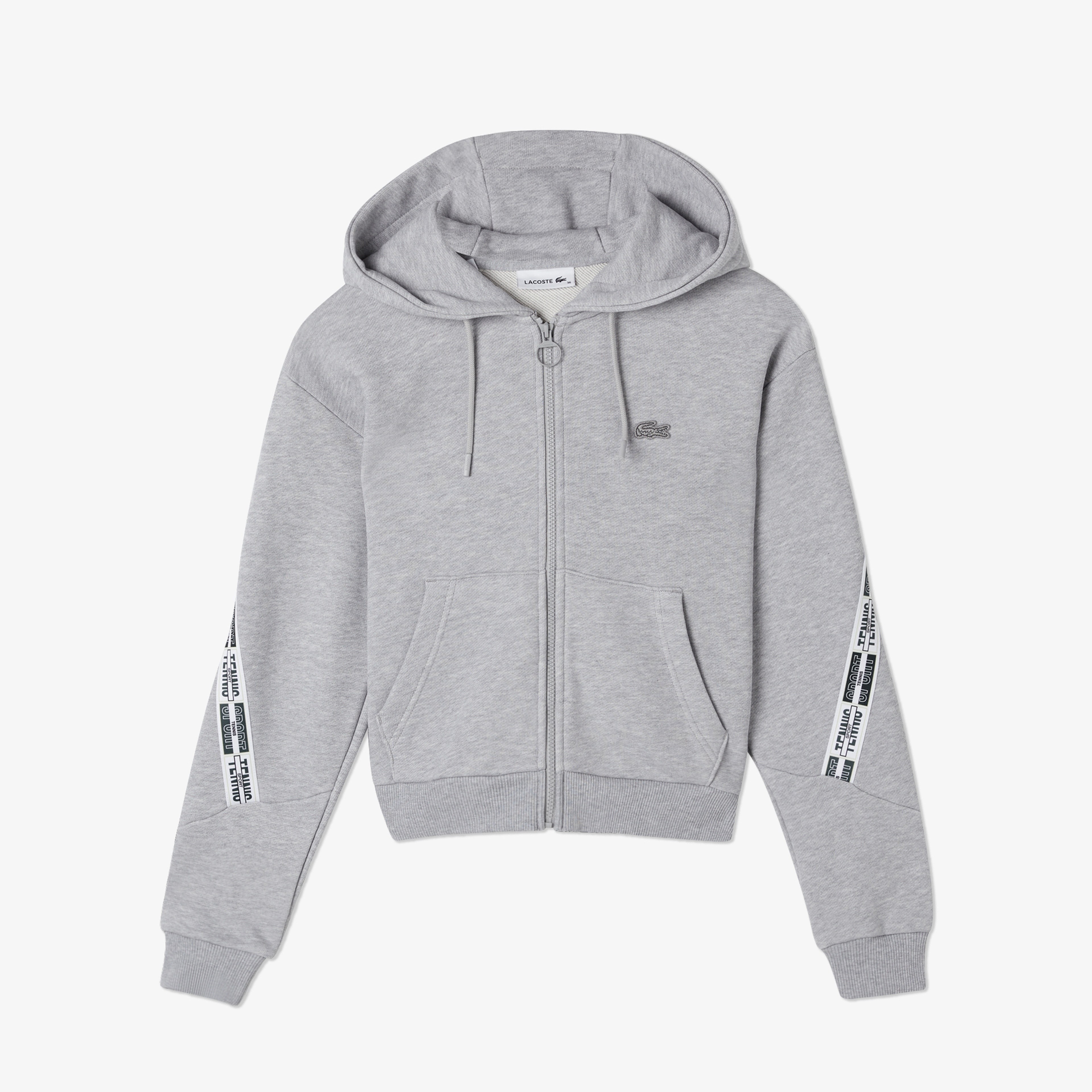 Kadın Crop Fit Kapüşonlu Baskılı Gri Sweatshirt