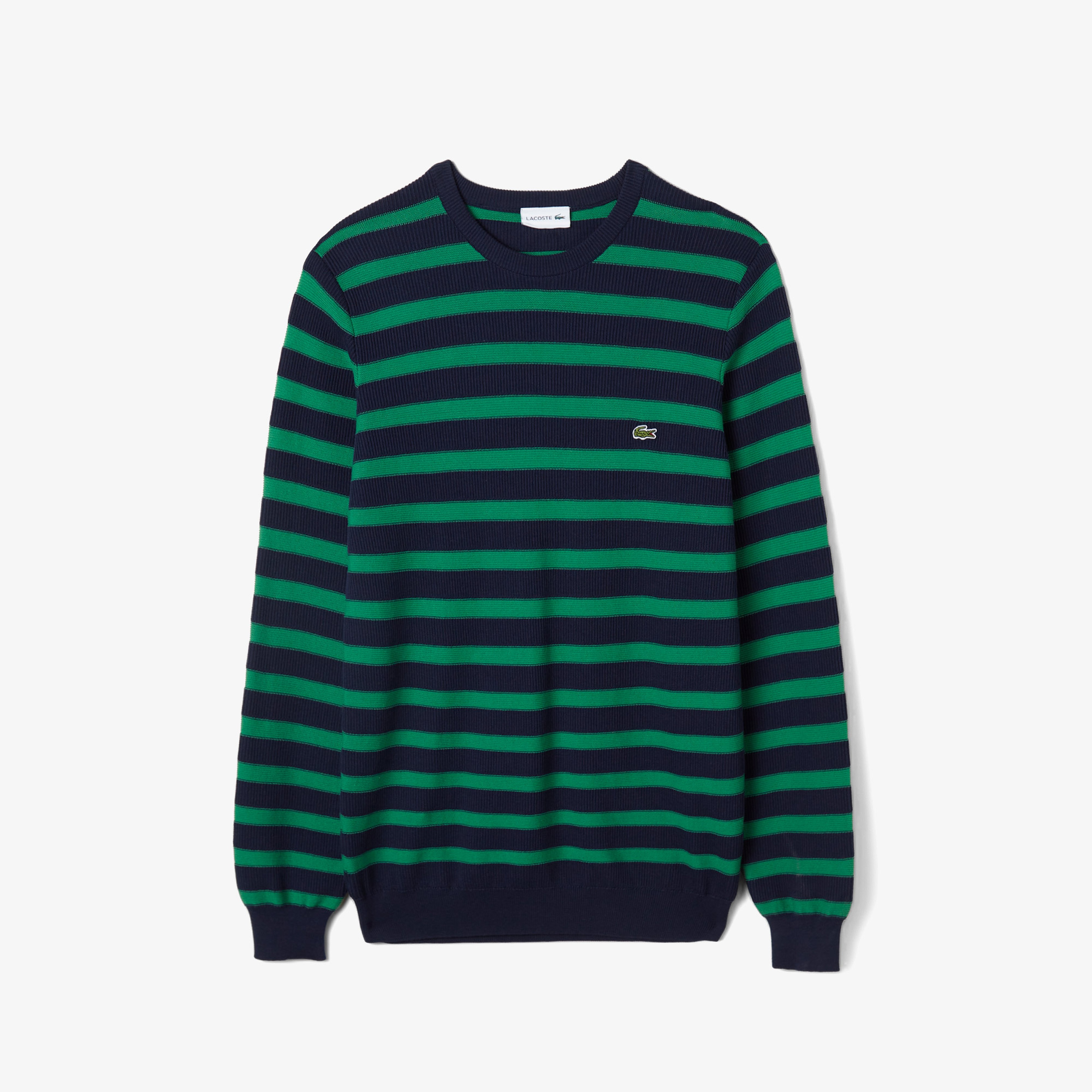 Erkek Regular Fit Uzun Kollu Bisiklet Yaka Çizgili Lacivert Triko