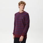 Erkek Regular Fit Uzun Kollu Bisiklet Yaka Çizgili Bordo Triko