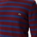 Erkek Regular Fit Uzun Kollu Bisiklet Yaka Çizgili Bordo Triko