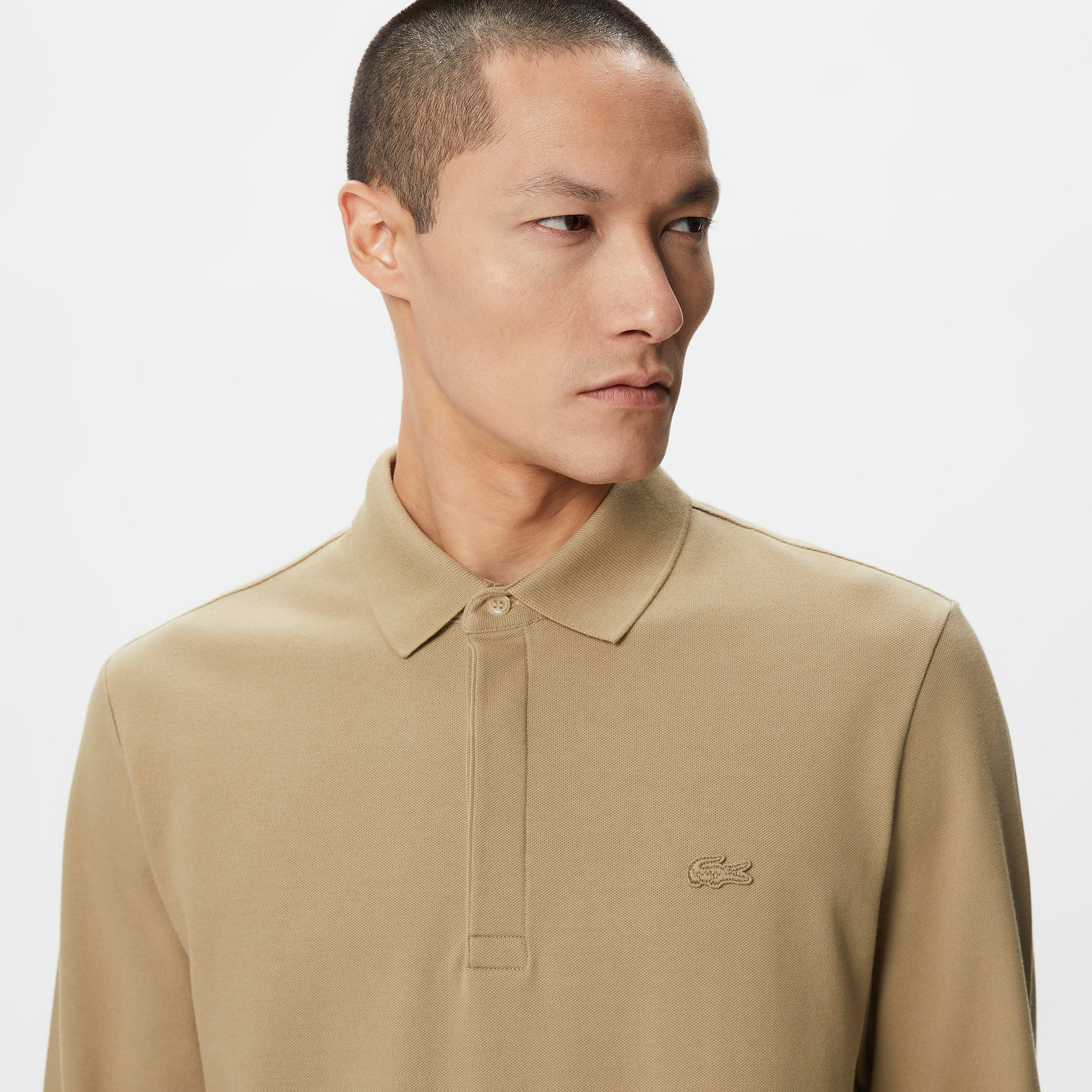 Erkek Regular Fit Uzun Kollu Kahverengi Paris Polo