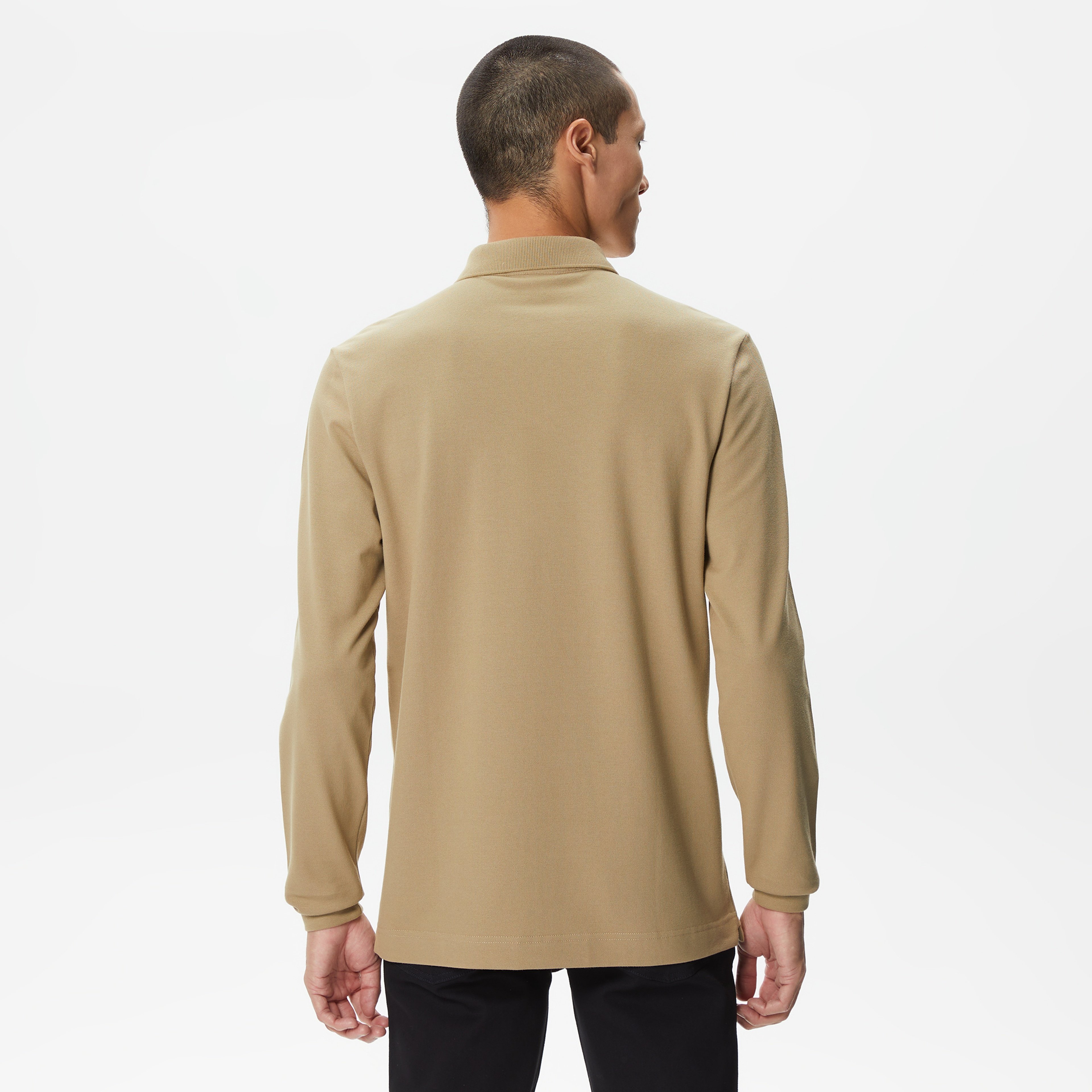 Erkek Regular Fit Uzun Kollu Kahverengi Paris Polo