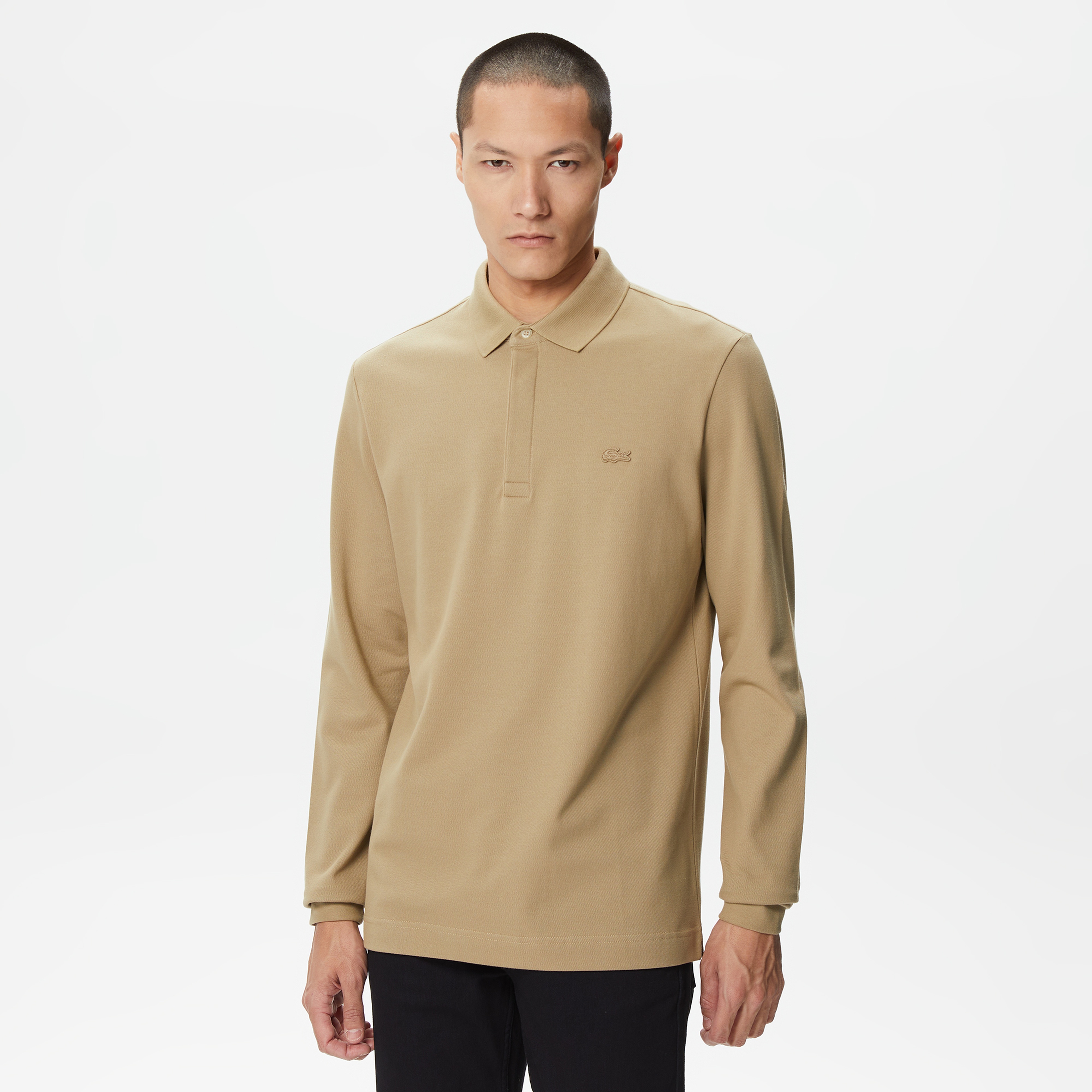 Erkek Regular Fit Uzun Kollu Kahverengi Paris Polo