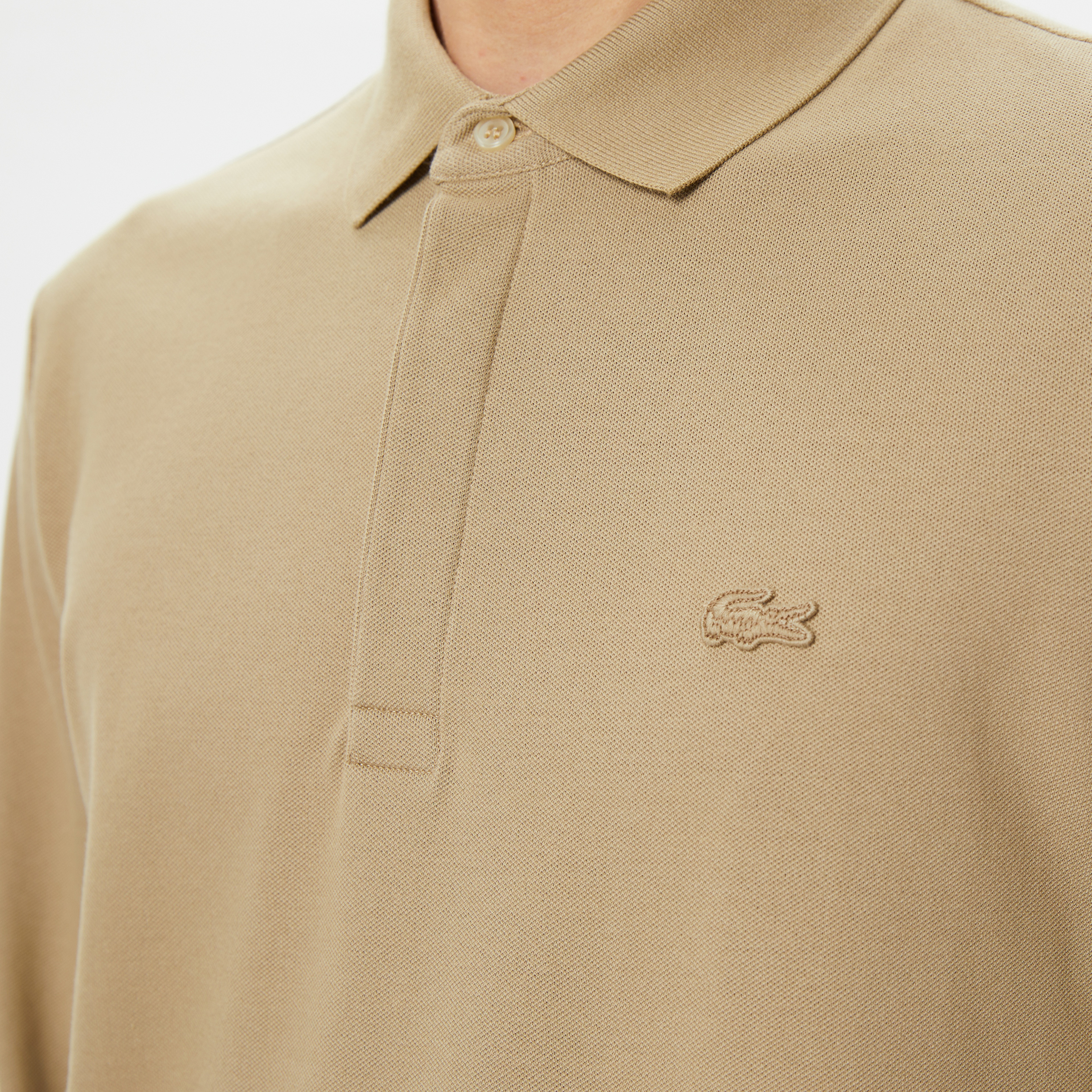 Erkek Regular Fit Uzun Kollu Kahverengi Paris Polo