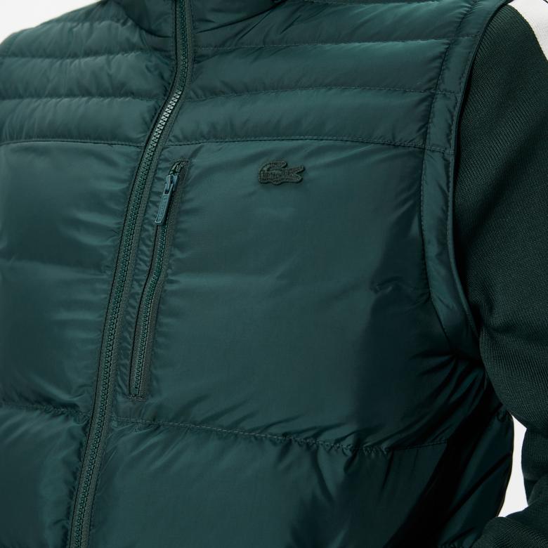 Erkek Kapüşonlu Yeşil Mont