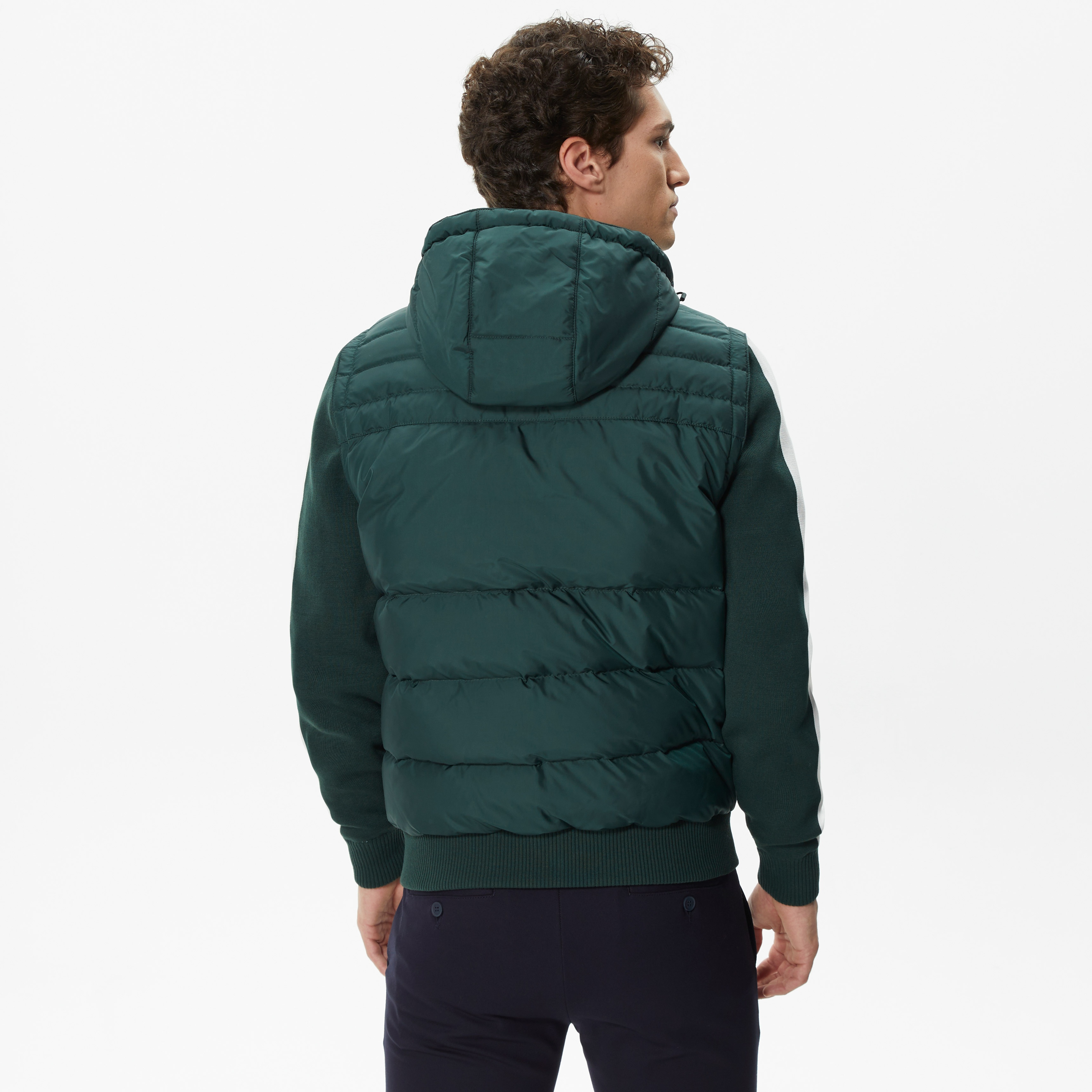 Erkek Kapüşonlu Yeşil Mont