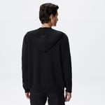 Erkek Regular Fit Uzun Kollu Kapüşonlu Desenli Siyah Triko