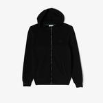 Erkek Regular Fit Uzun Kollu Kapüşonlu Desenli Siyah Triko