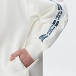 Kadın Loose Fit Truvakar Kollu Kapüşonlu Baskılı Beyaz Elbise