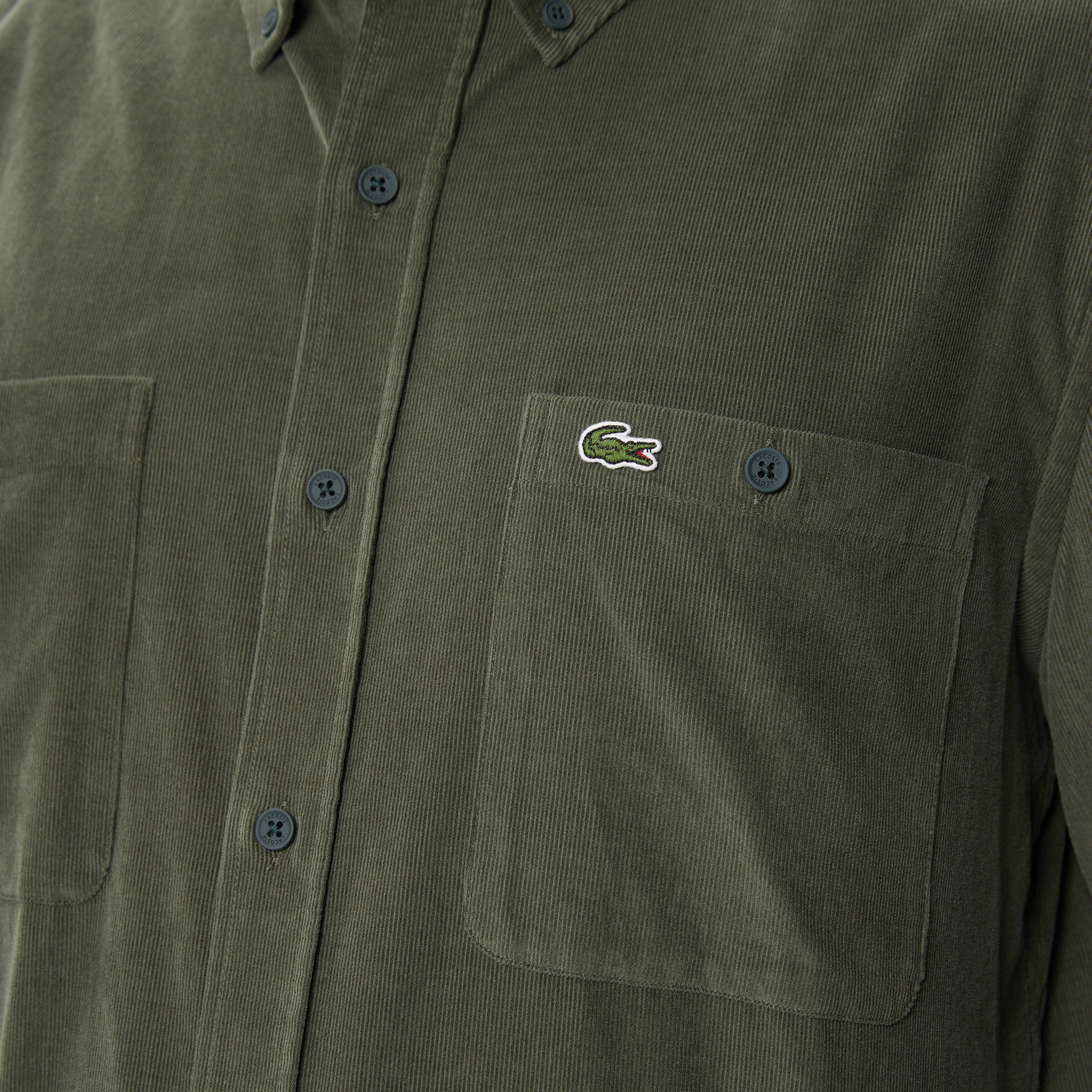 Erkek Regular Fit Düğmeli Yaka Haki Gömlek