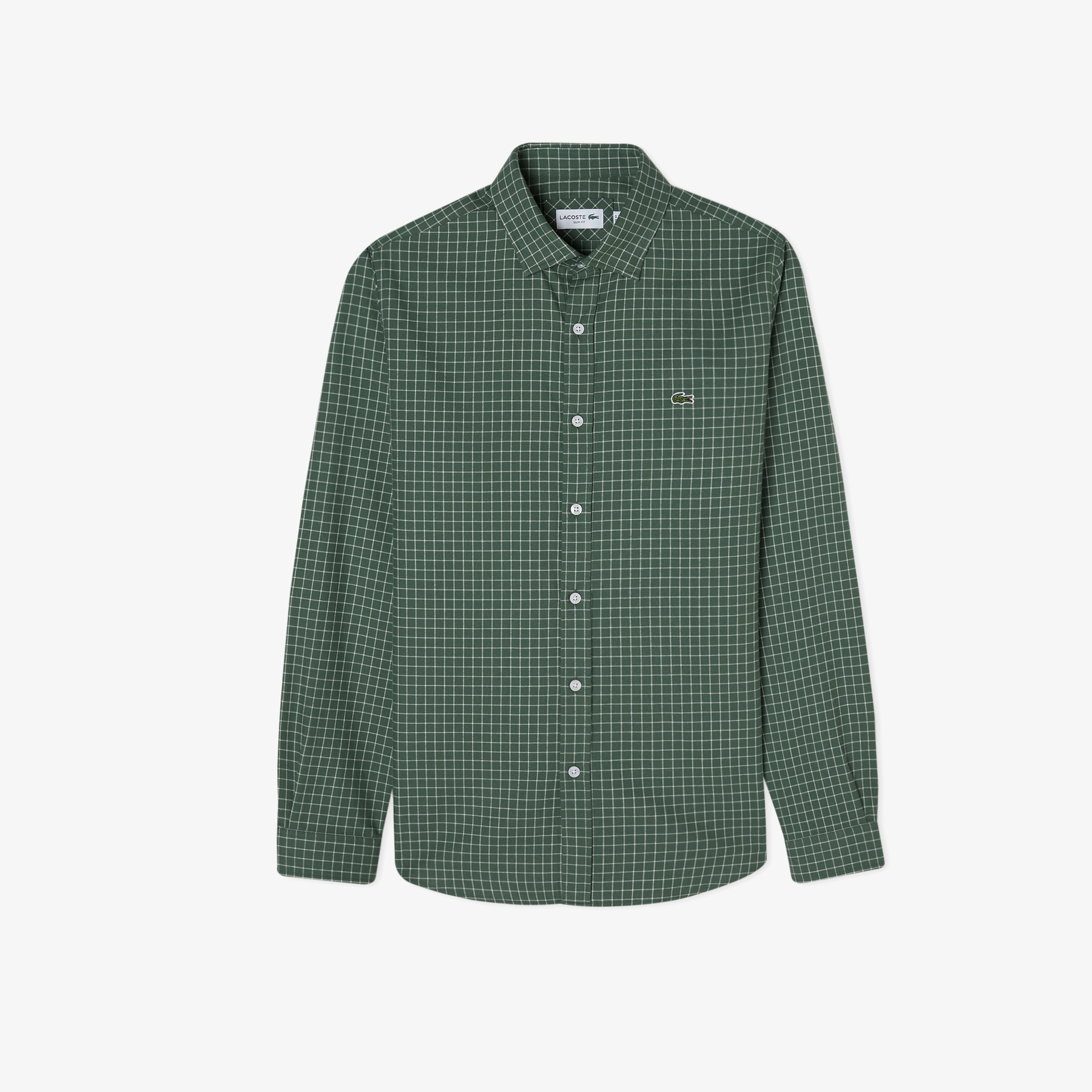 Erkek Regular Fit Ekose Haki Gömlek