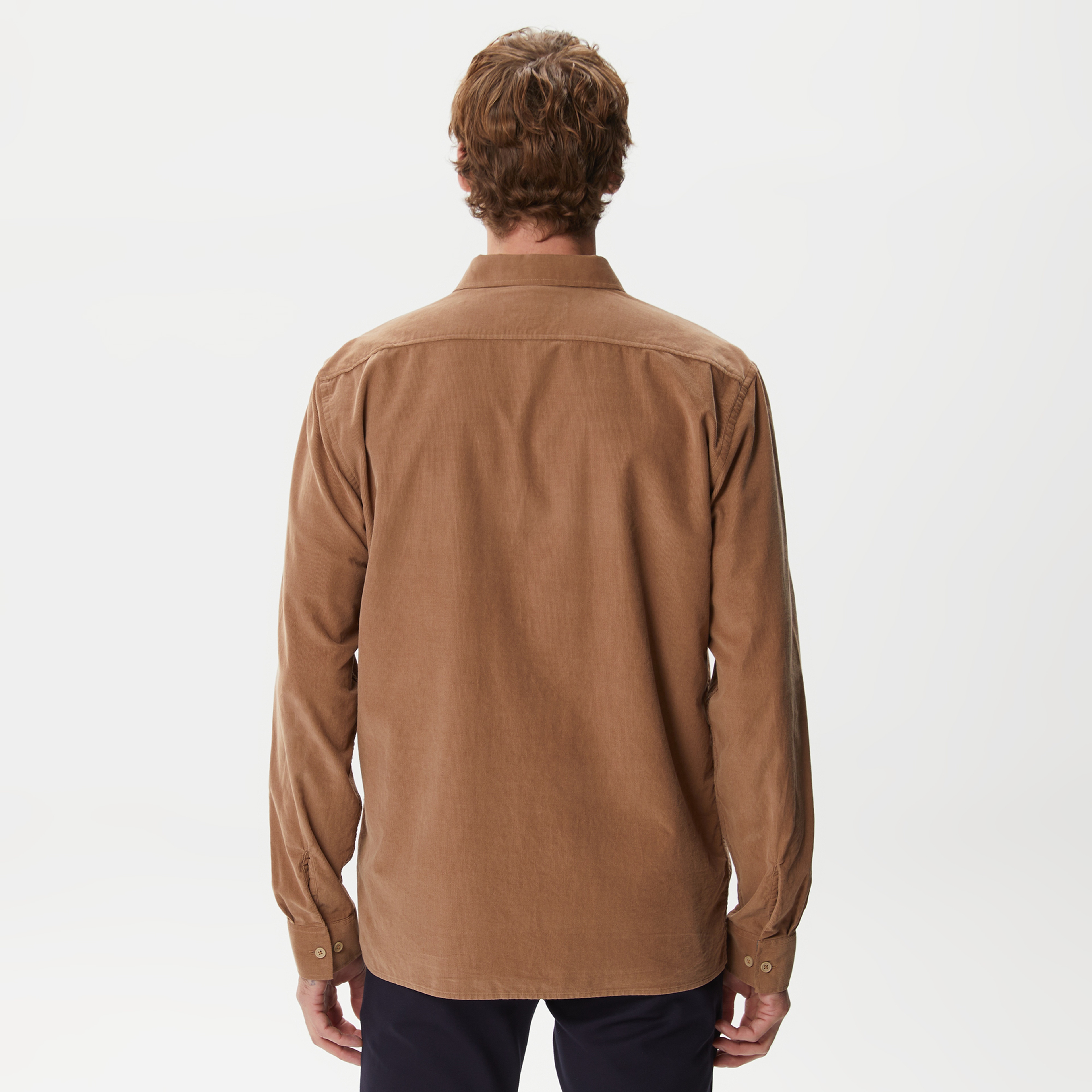 Erkek Regular Fit Düğmeli Yaka Bej Gömlek