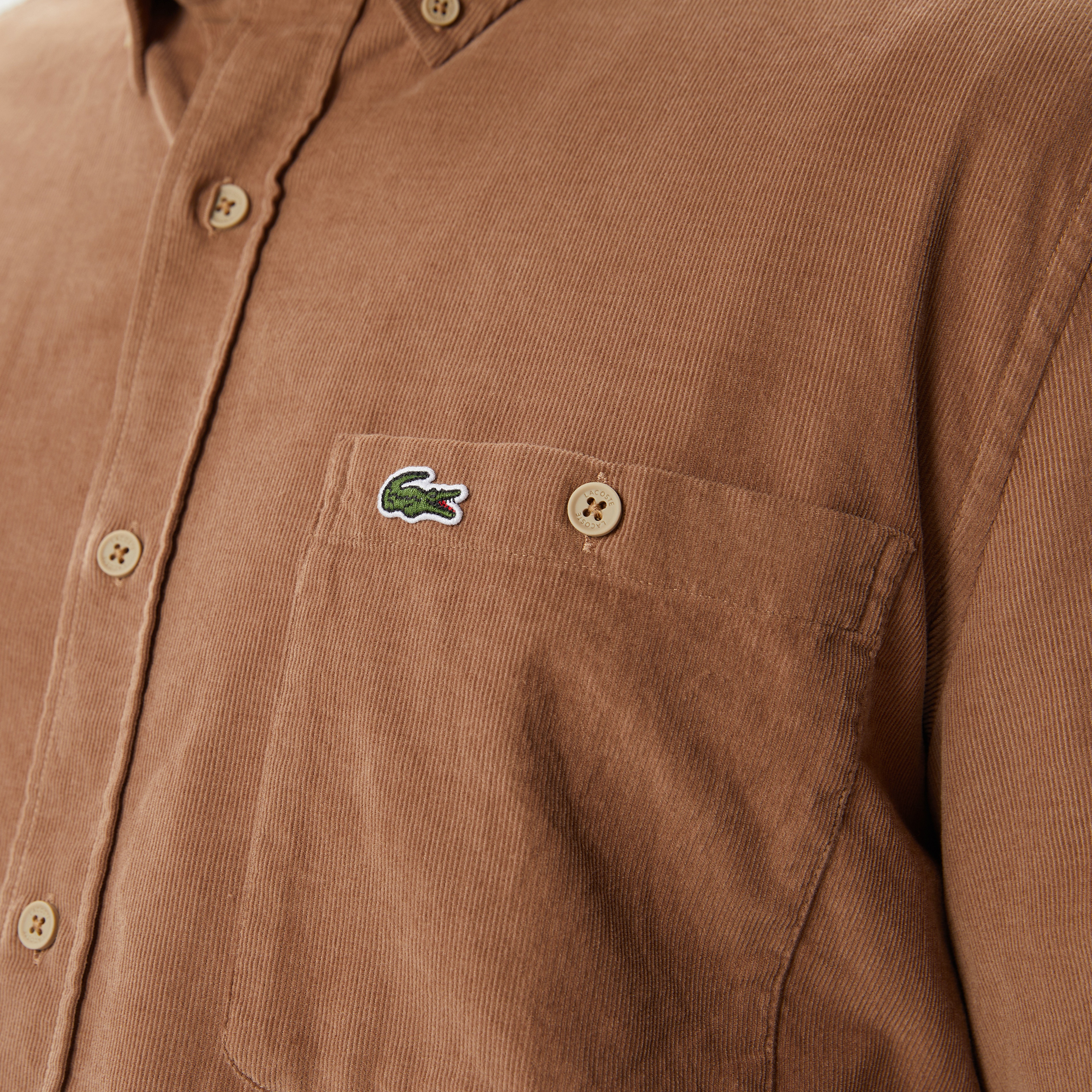 Erkek Regular Fit Düğmeli Yaka Bej Gömlek