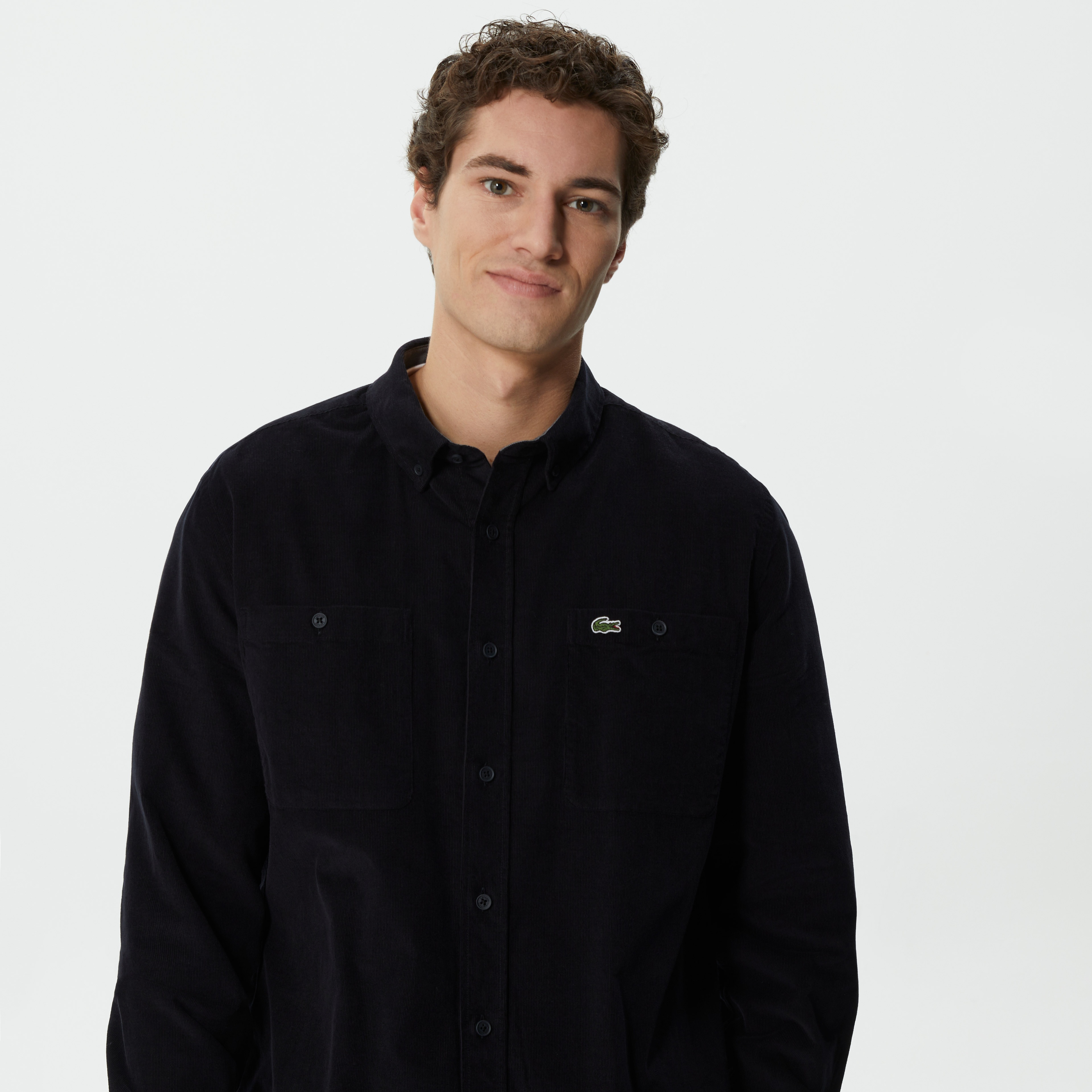 Erkek Regular Fit Düğmeli Yaka Lacivert Gömlek