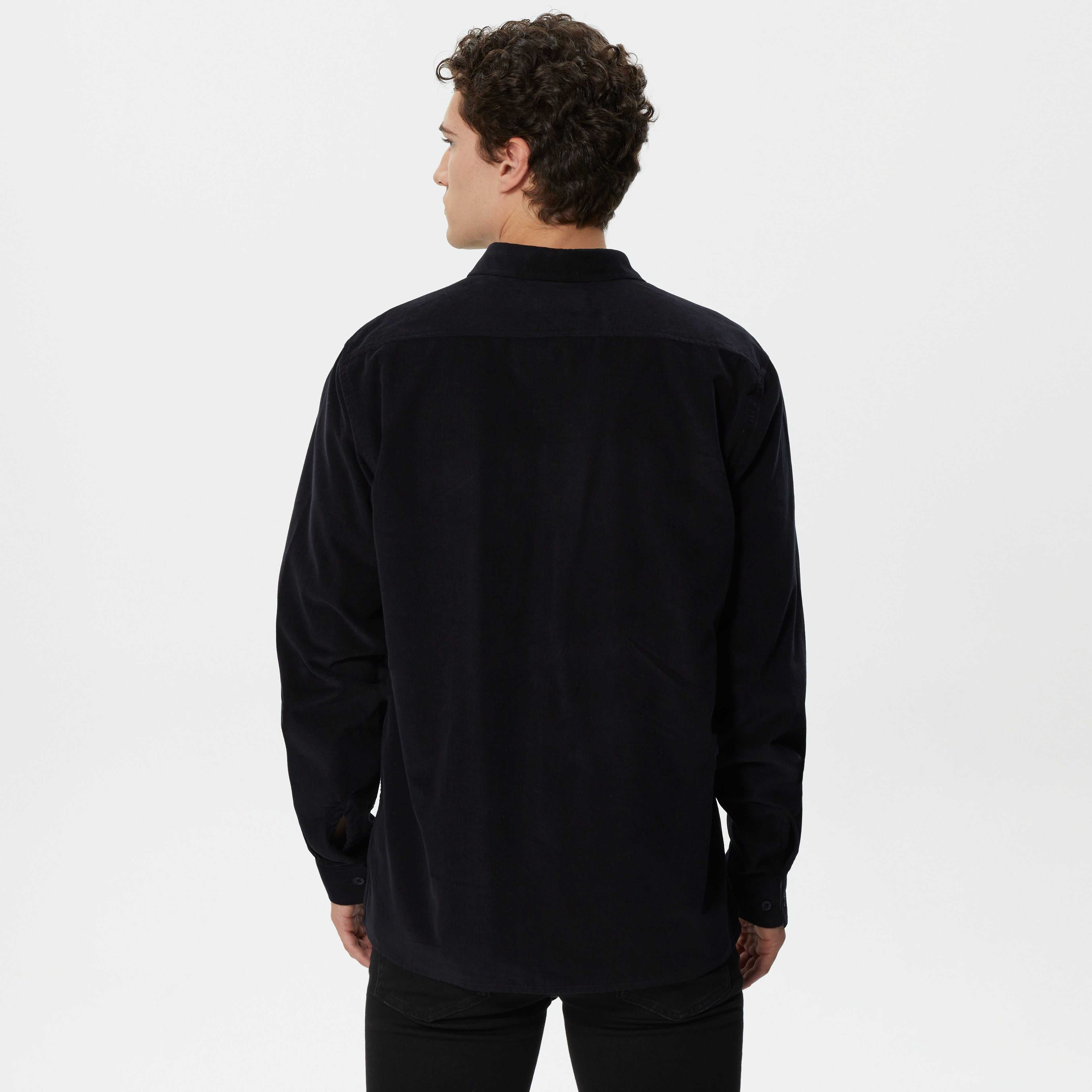 Erkek Regular Fit Düğmeli Yaka Lacivert Gömlek